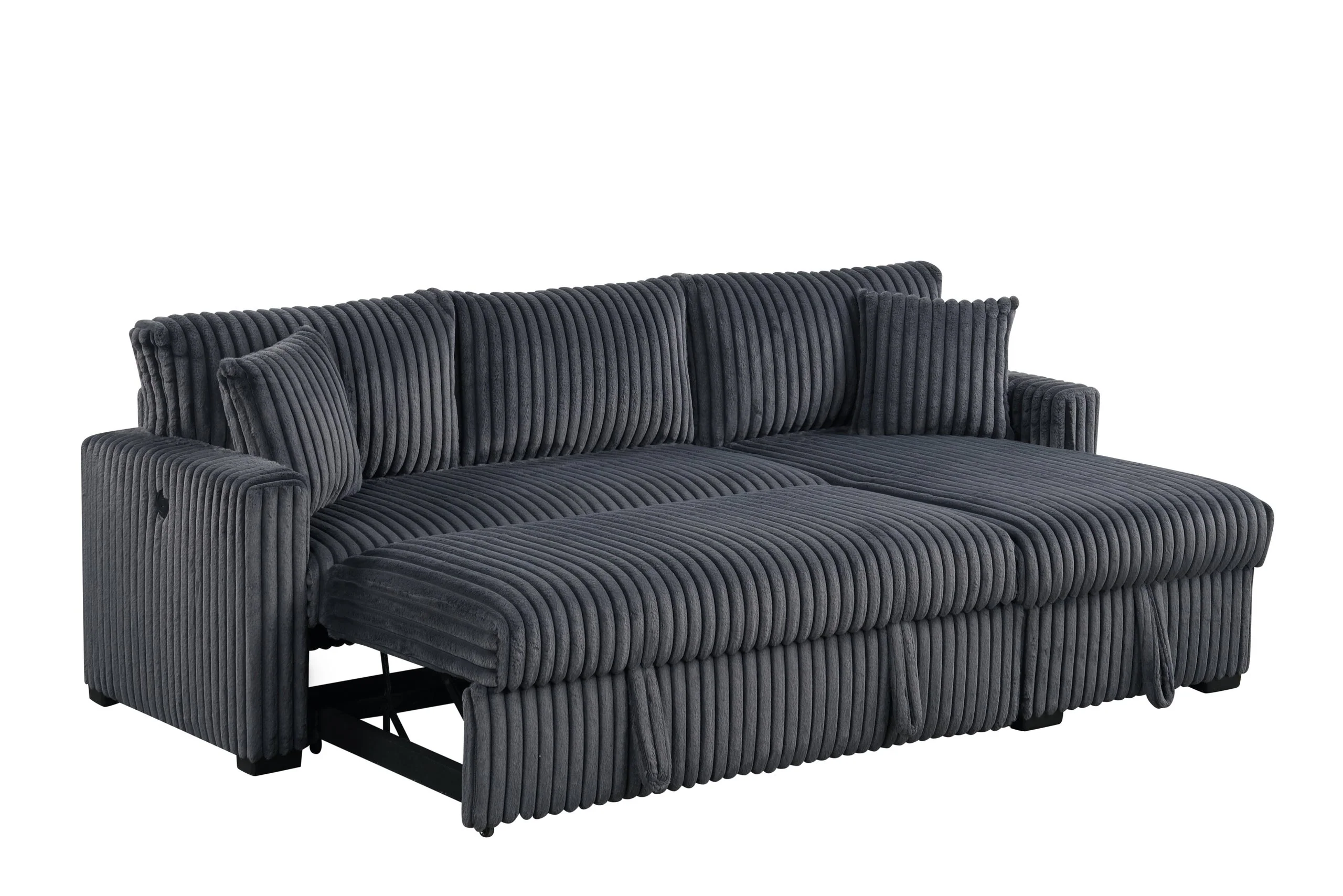 Aria Charcoal Sectional With Pull-Out Bed & Storage Chaise - Image 3