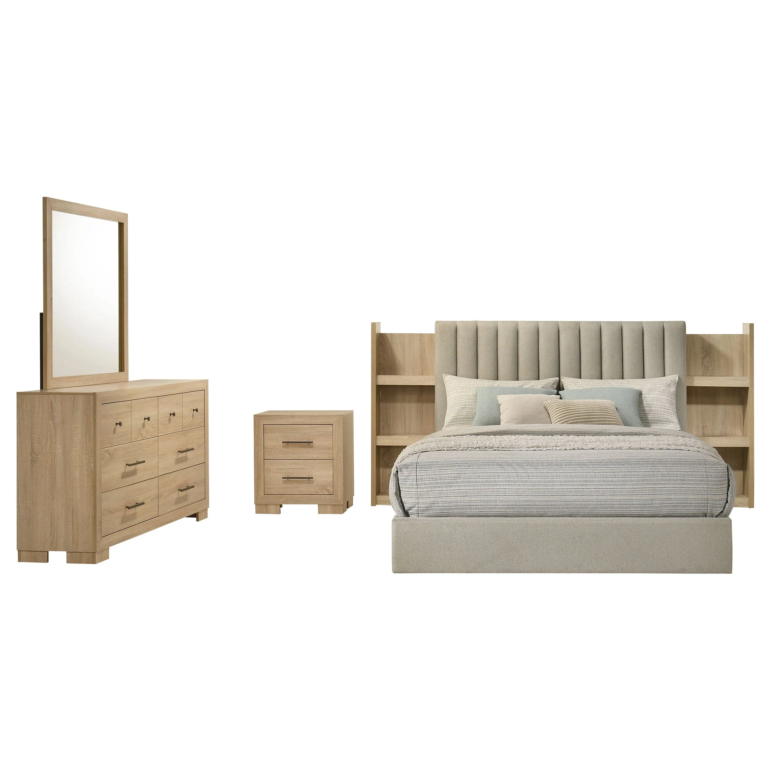 Arielle Light Oak 4-piece Queen Bedroom Set - Image 2