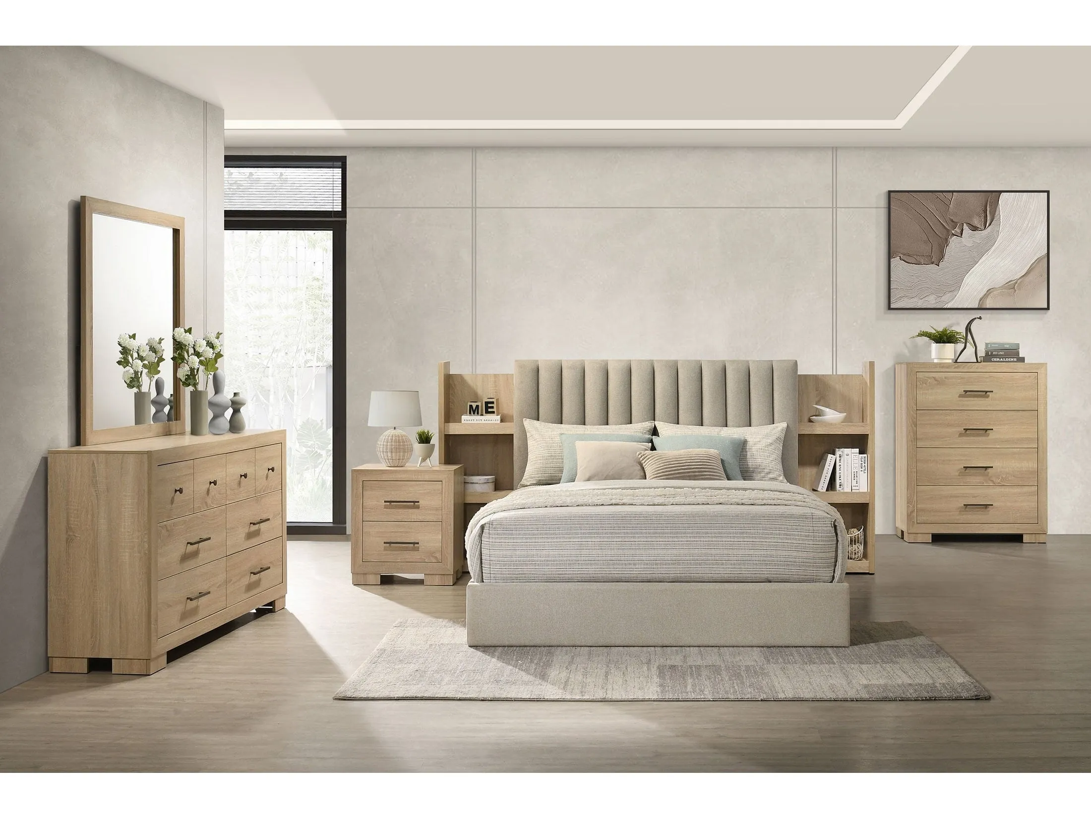 Arielle Light Oak 5-piece Eastern King Bedroom Set