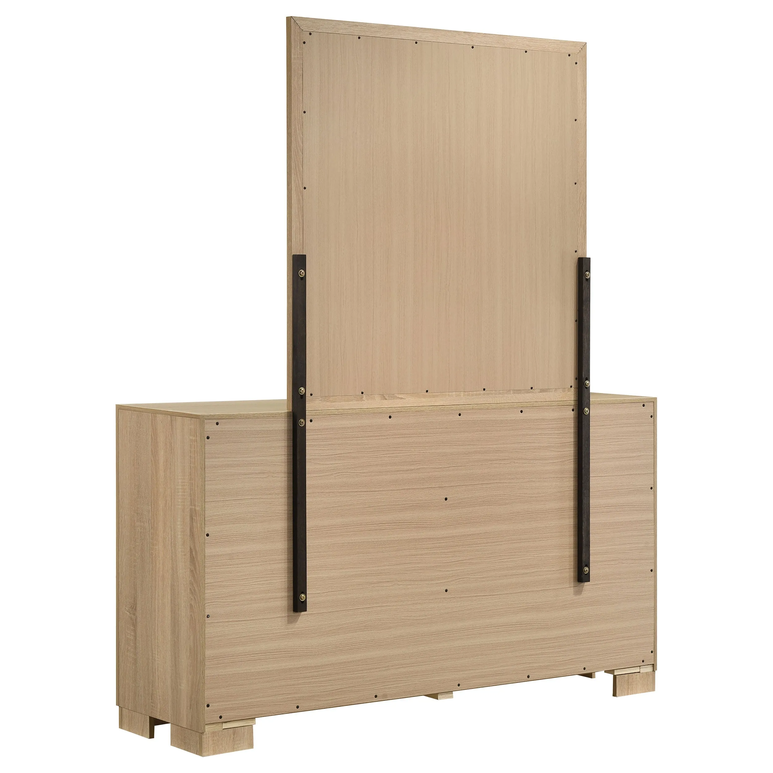Arielle Light Oak 6-drawer Bedroom Dresser with Mirror - Image 4