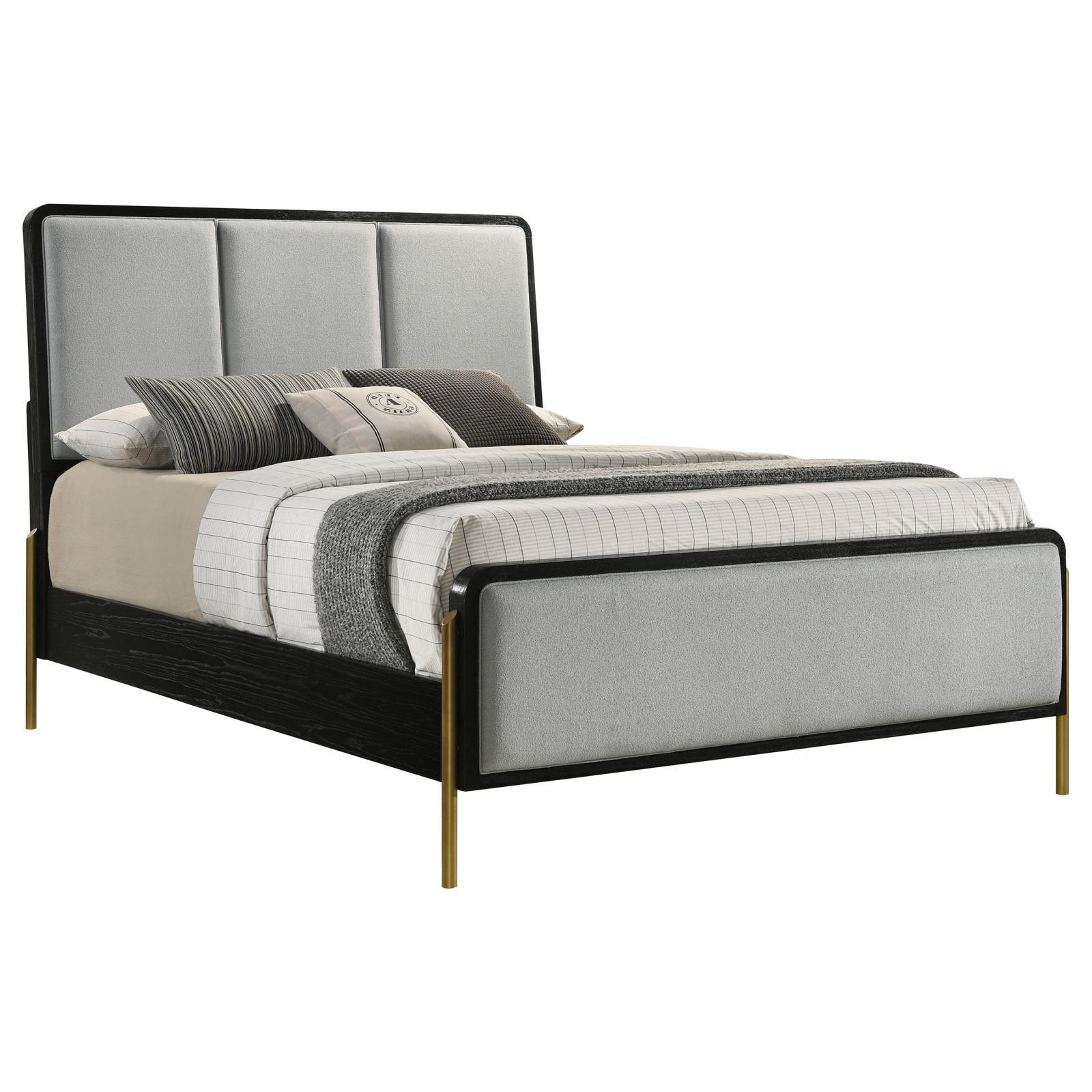 Arini Black and Gray Eastern King Bed with Upholstered Headboard - Image 2