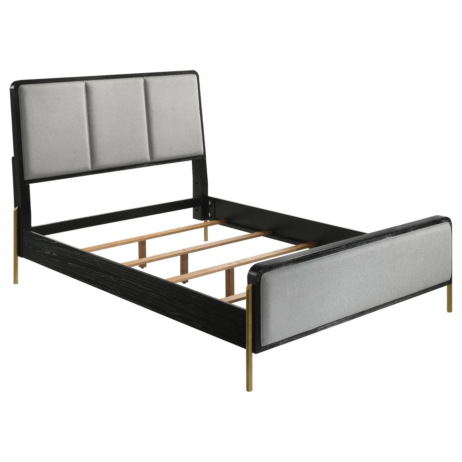 Arini Black and Grey Queen Bed with Upholstered Headboard - Image 3
