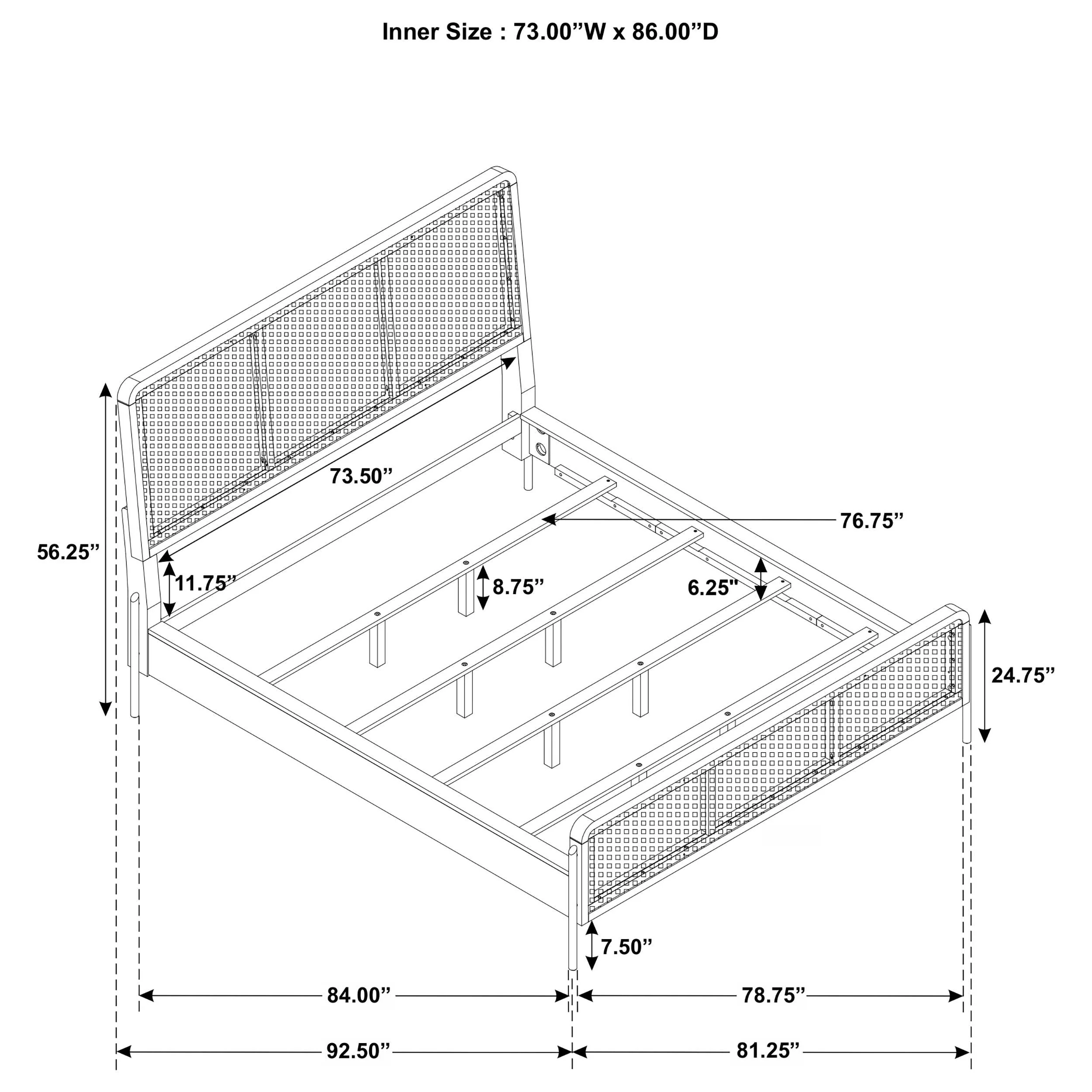 Arini Black and Natural Rattan California King Panel Bed - Image 10