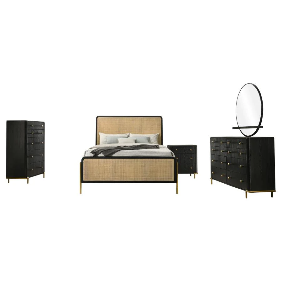 Arini Black/Natural 5-Piece Eastern King Bedroom Set - Image 2