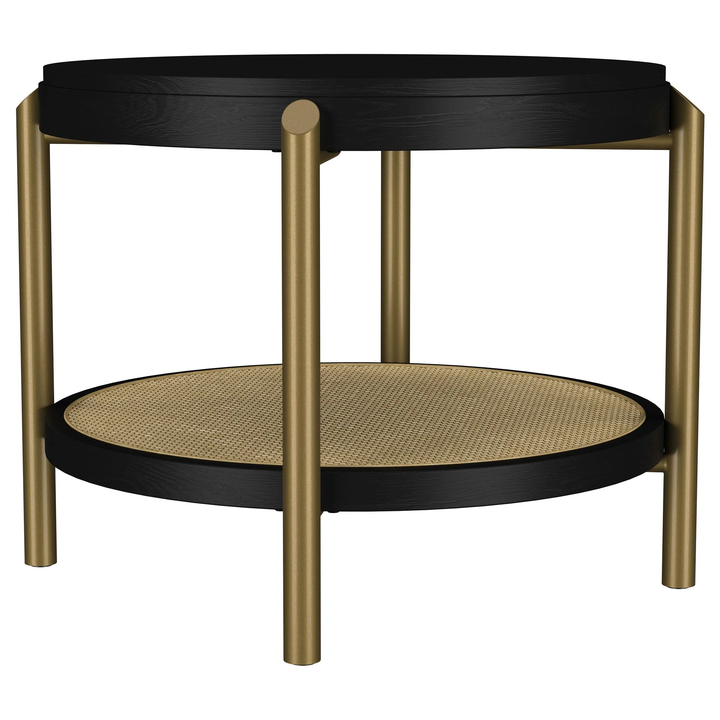 Arini Black Round End Side Table With Storage Shelf - Image 2