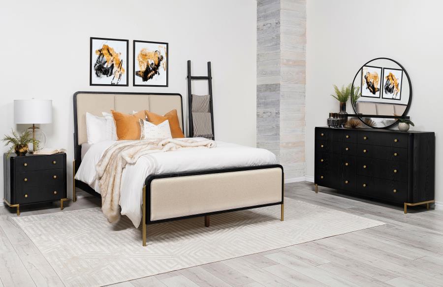 Arini Cream and Black 4-piece Queen Bedroom Set