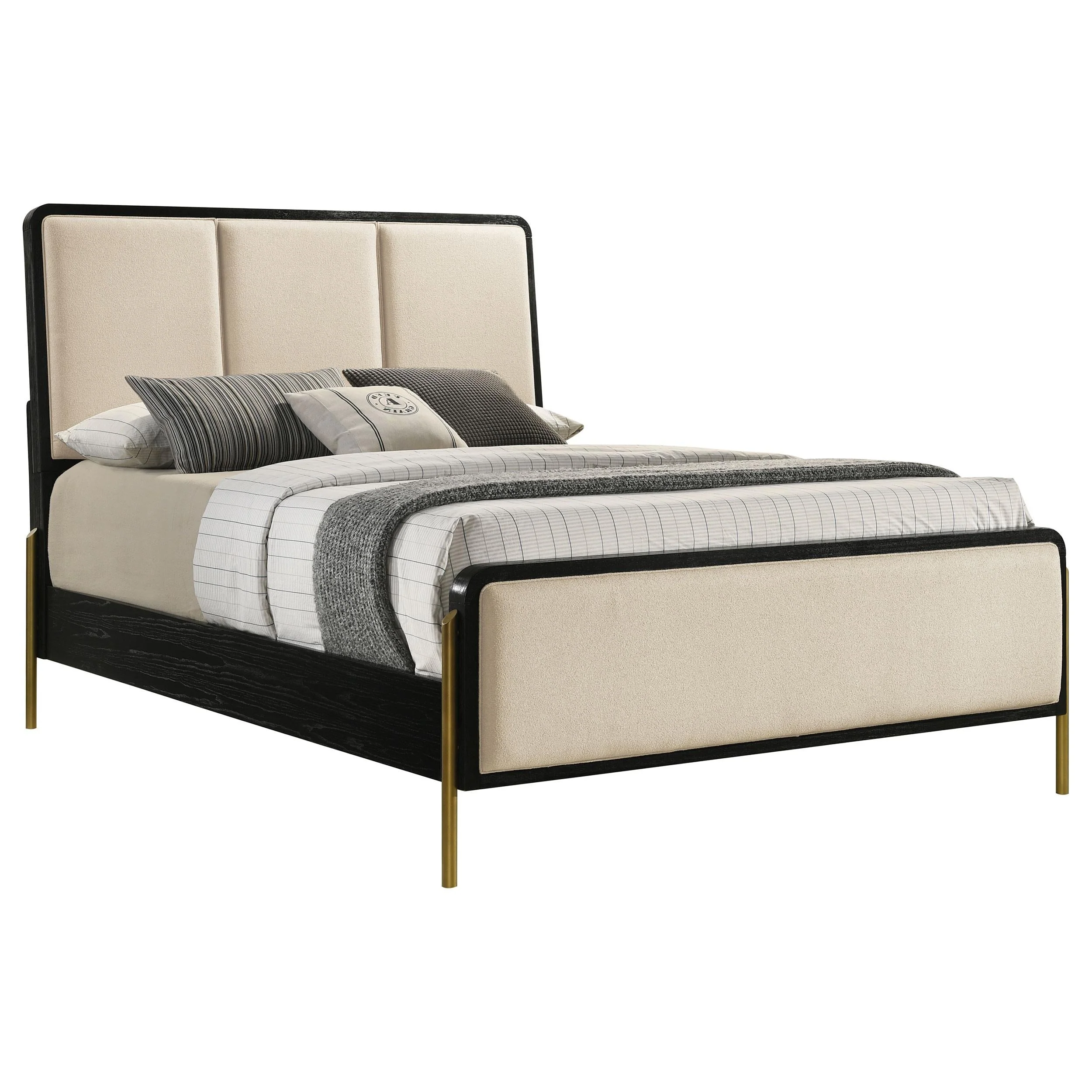 Arini Cream and Black Queen Panel Bed - Image 2