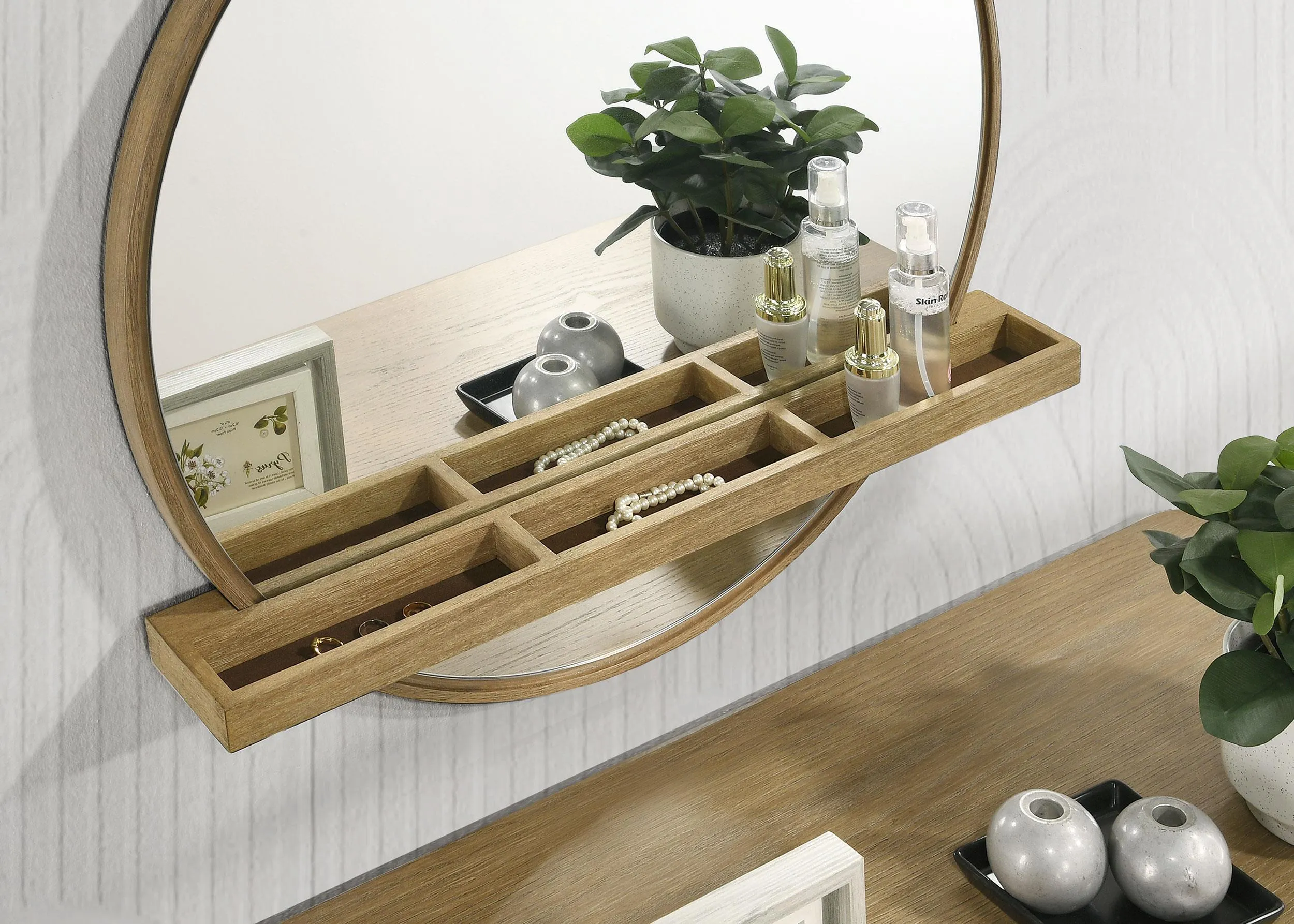Arini Sand Wash 2-piece Makeup Vanity Table and Mirror Set - Image 7