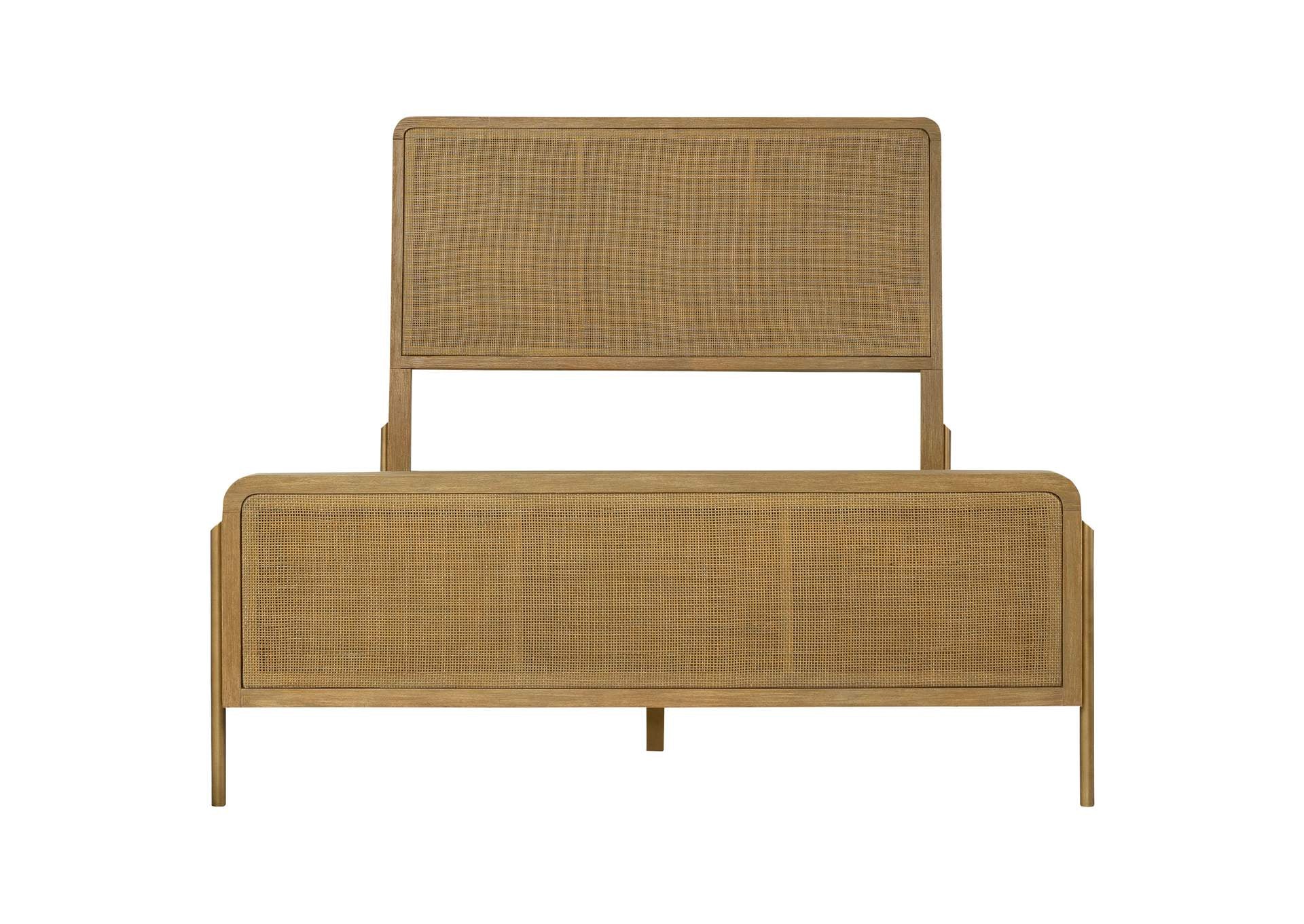 Arini Sand Wash and Natural Rattan California King Panel Bed - Image 3