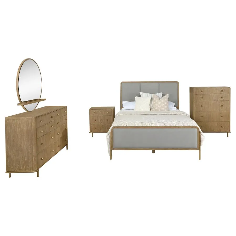 Arini Sand Wash/Grey 5-Piece Upholstered Eastern King Bedroom Set - Image 2
