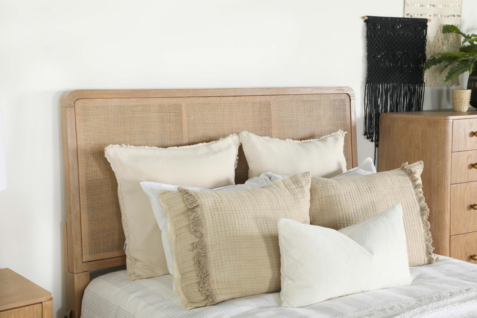 Arini Sand Wash/Natural Cane Upholstered Eastern King Panel Bed - Image 11