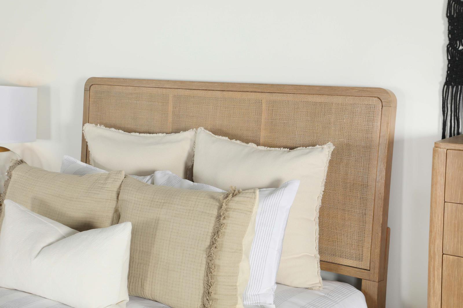 Arini Sand Wash/Natural Cane Upholstered Eastern King Panel Bed - Image 12