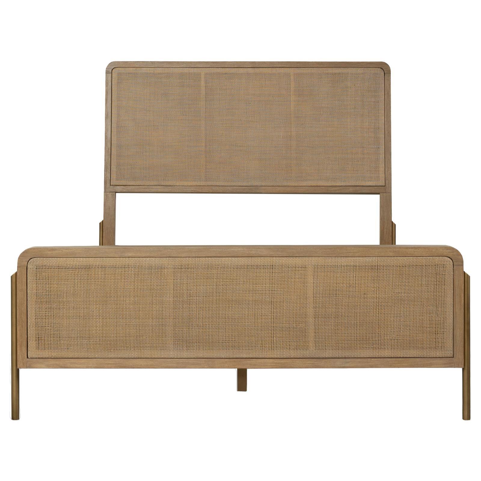 Arini Sand Wash/Natural Cane Upholstered Eastern King Panel Bed - Image 4