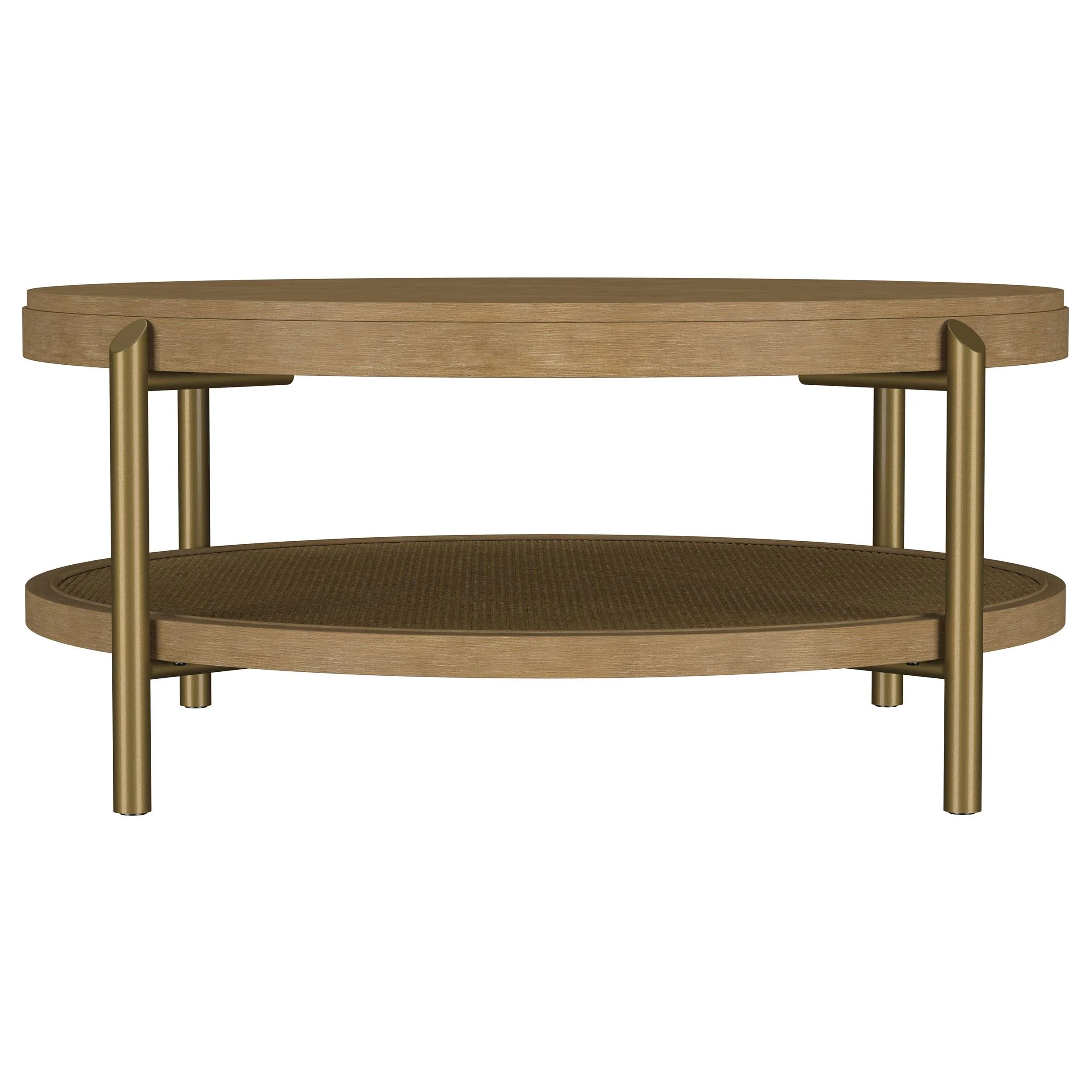 Arini Sand Wash Round Coffee Table With Storage Shelf - Image 2