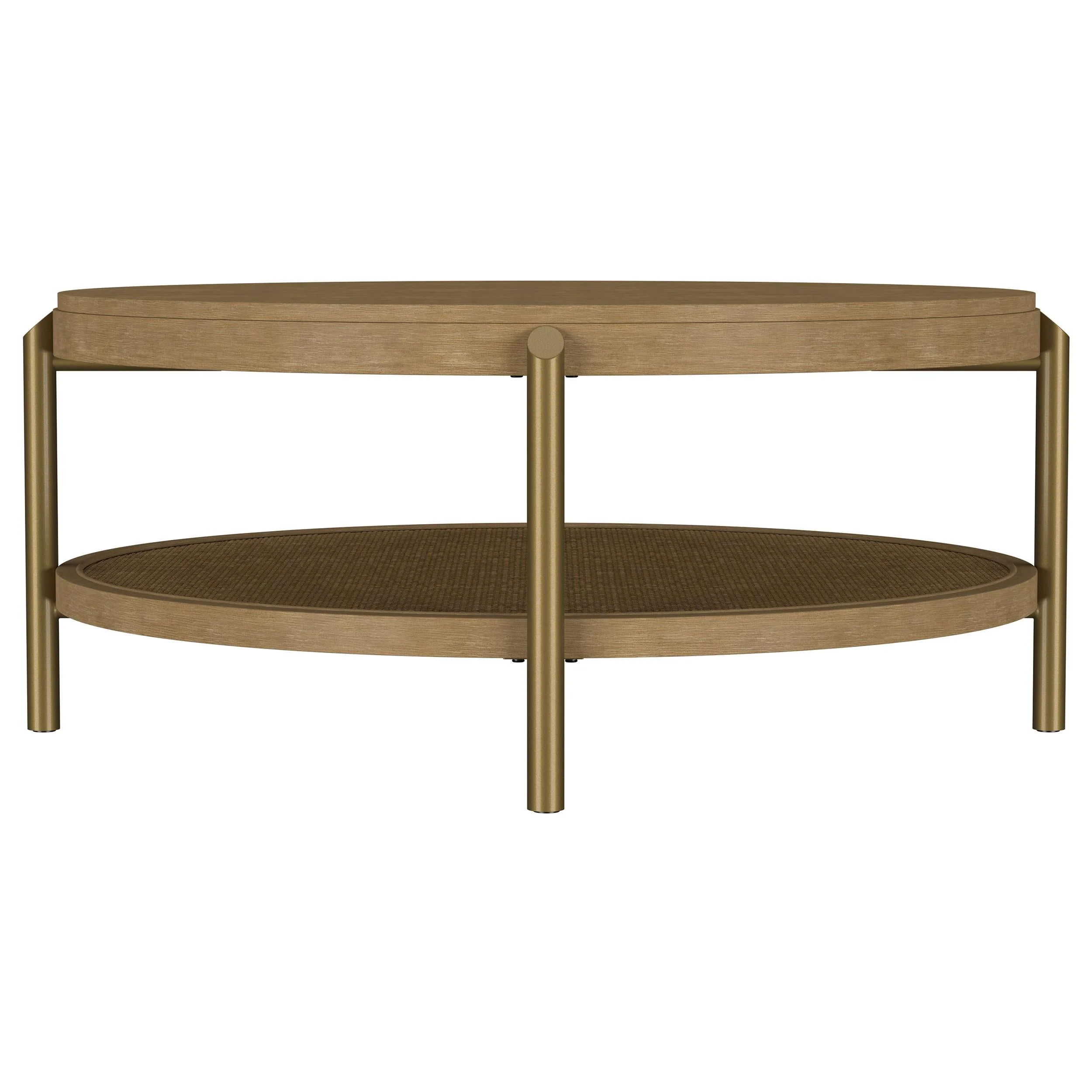Arini Sand Wash Round Coffee Table With Storage Shelf - Image 4