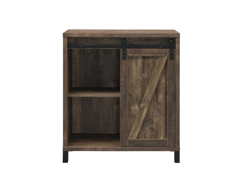 Arlington Rustic Oak Bar Cabinet with Sliding Door - Image 4