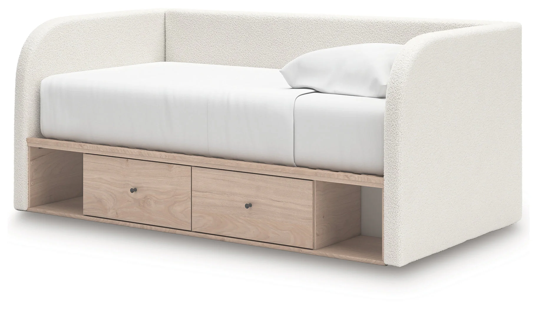 Arloster Tan/White Full Upholstered Day Bed with Storage - Image 3