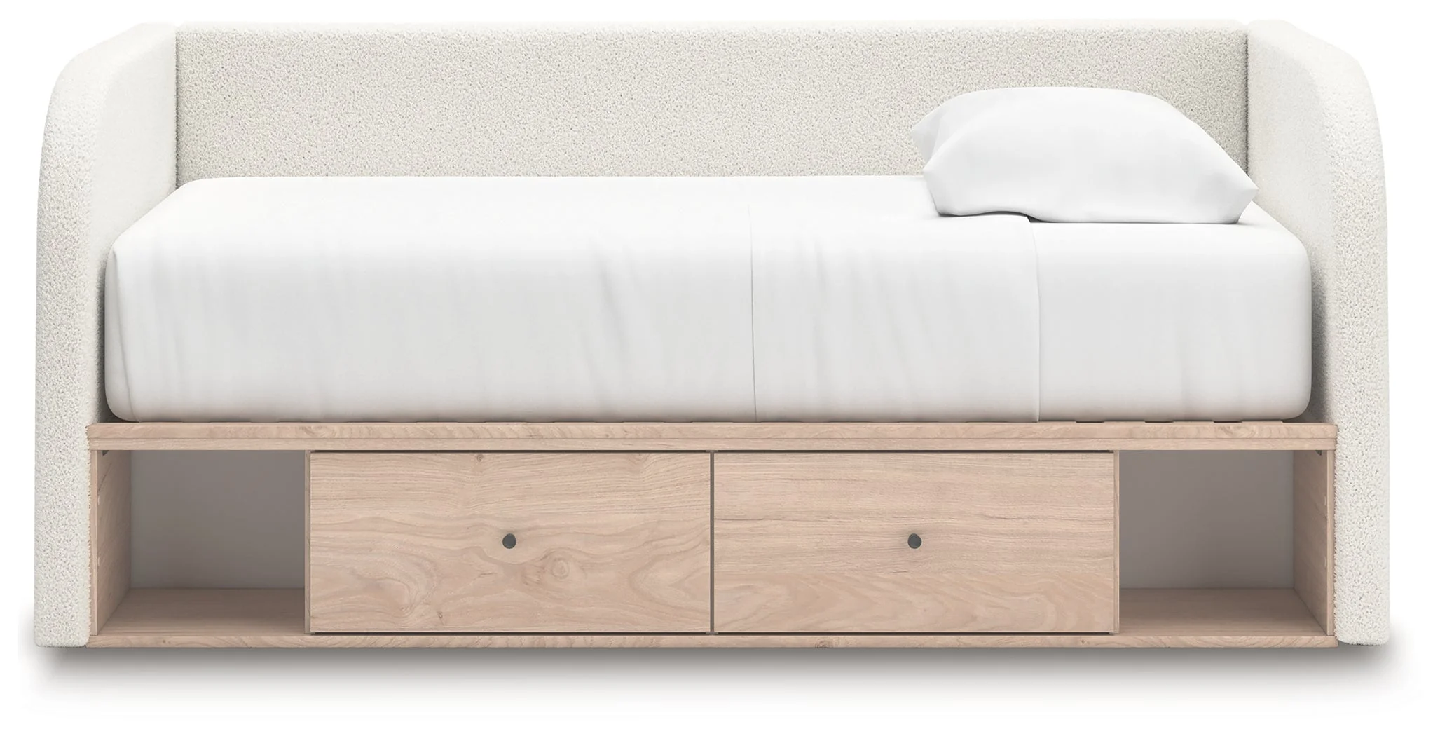 Arloster Tan/White Full Upholstered Day Bed with Storage - Image 6