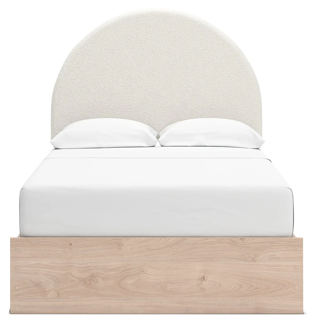 Arloster Tan/White Full Upholstered Platform Bed - Image 4
