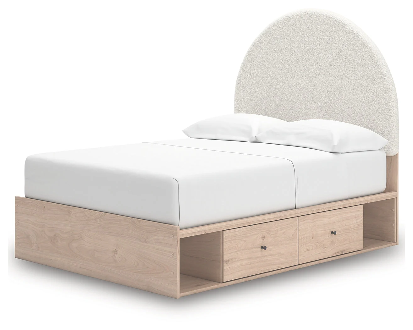 Arloster Tan/White Full Upholstered Platform Bed with Storage