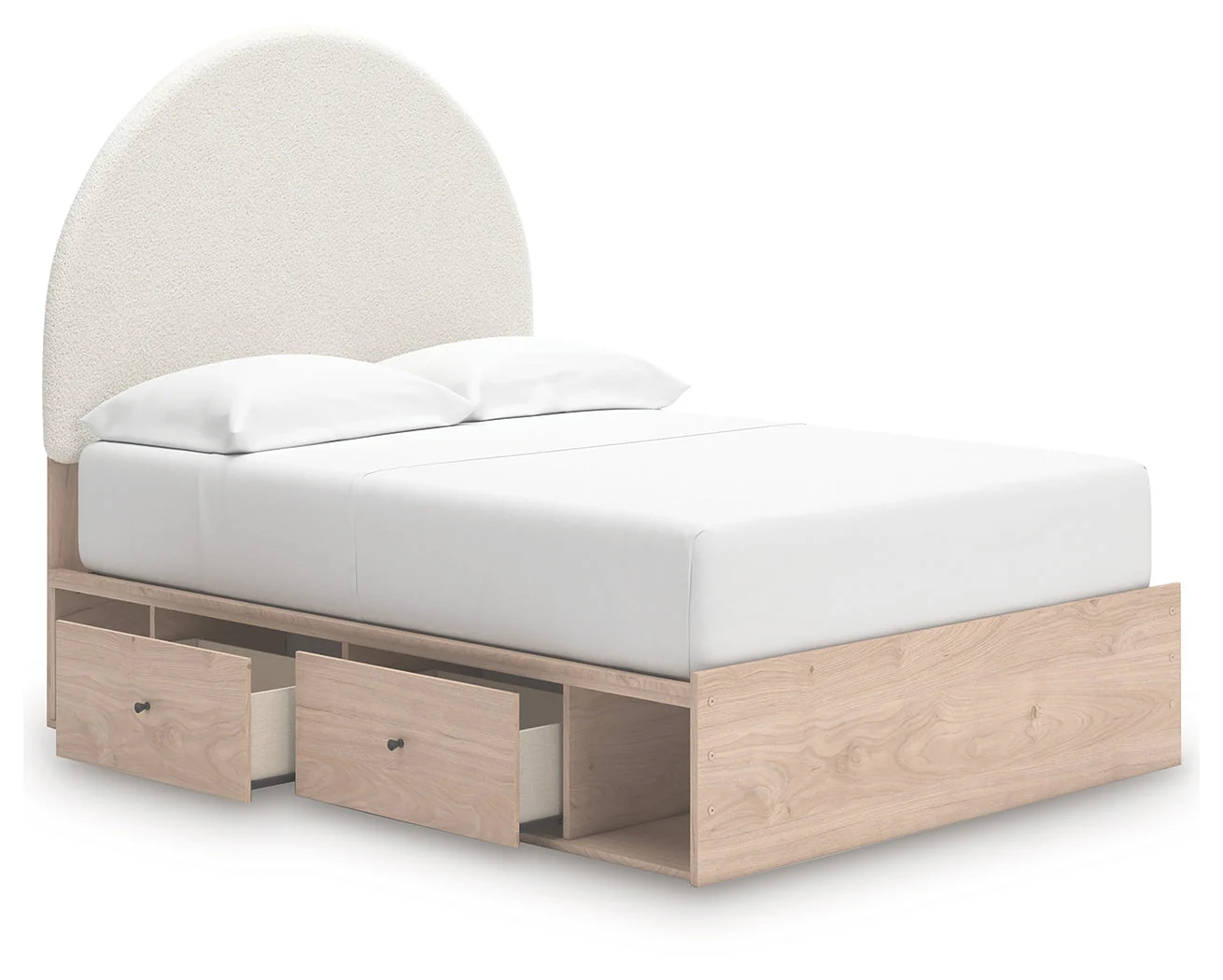 Arloster Tan/White Full Upholstered Platform Bed with Storage - Image 4