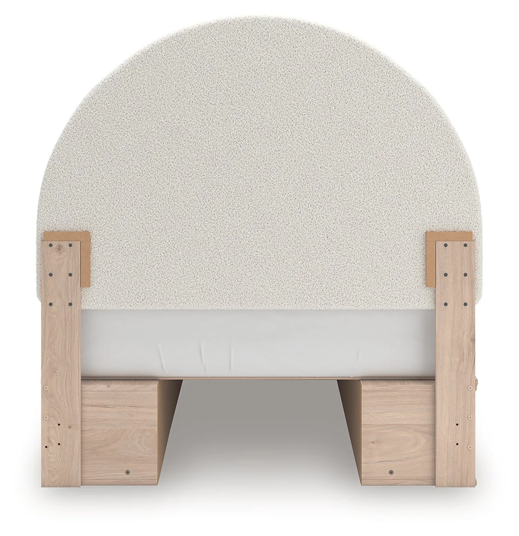 Arloster Tan/White Full Upholstered Platform Bed with Storage - Image 6