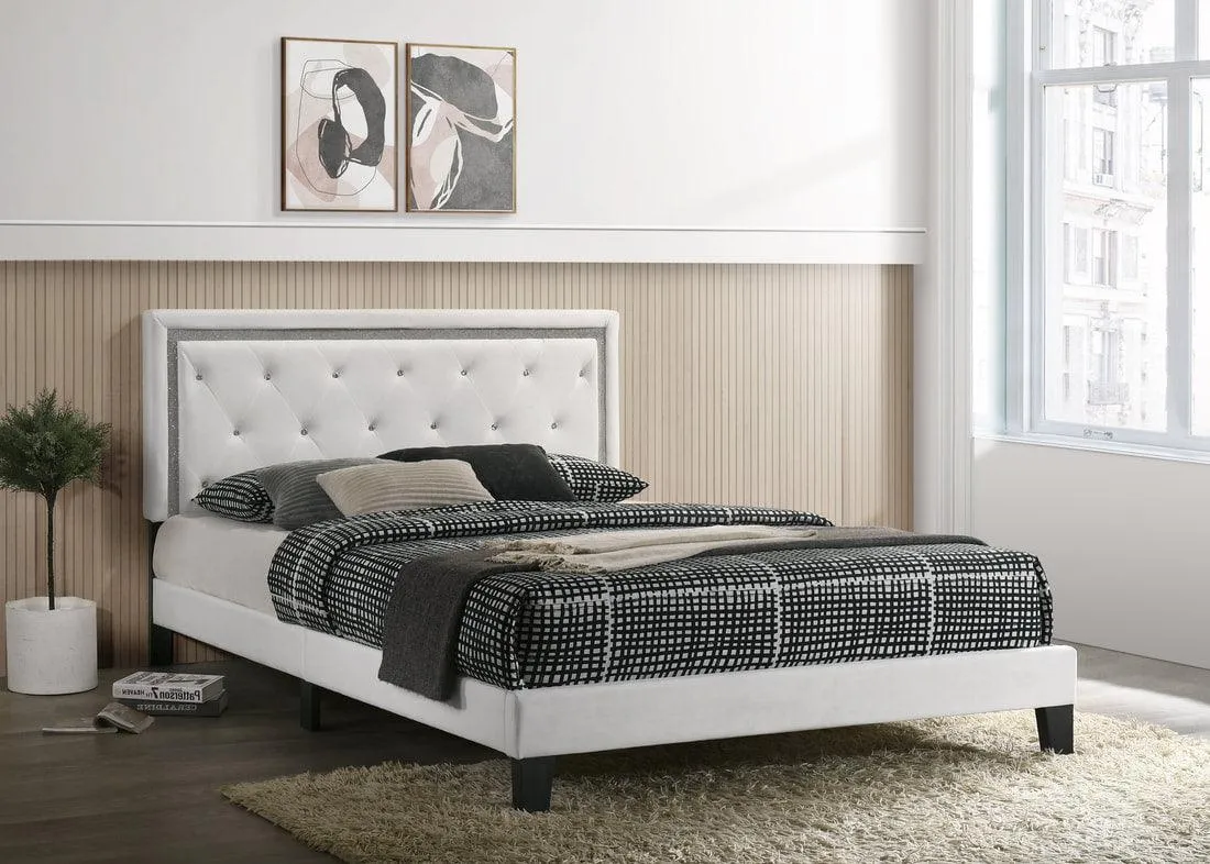 Armada PU White King Platform Bed