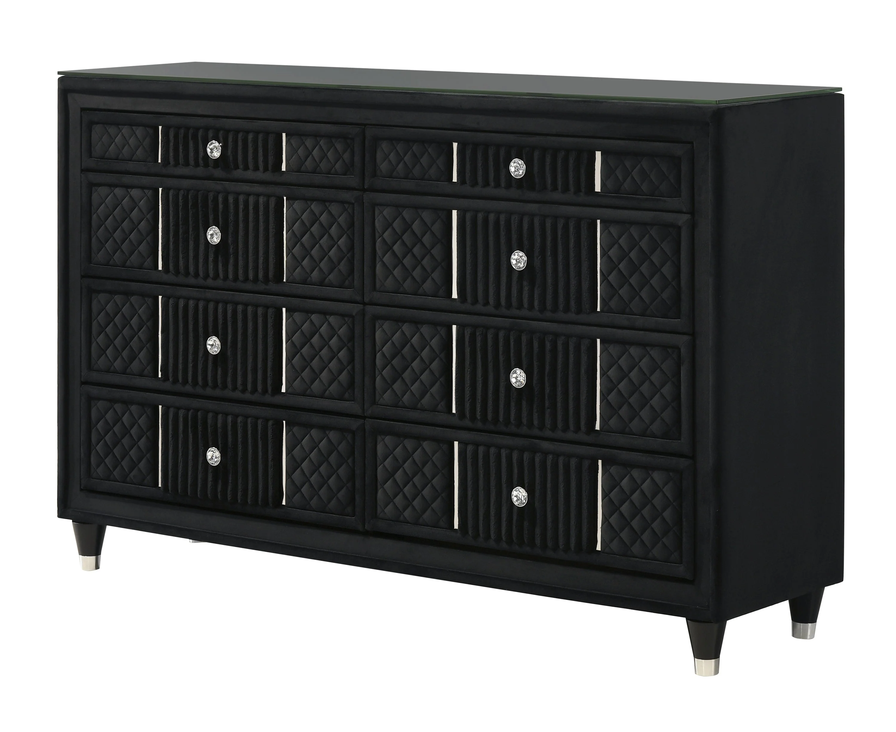 Armany Black Upholstered Wingback Panel Bedroom Set - Image 9