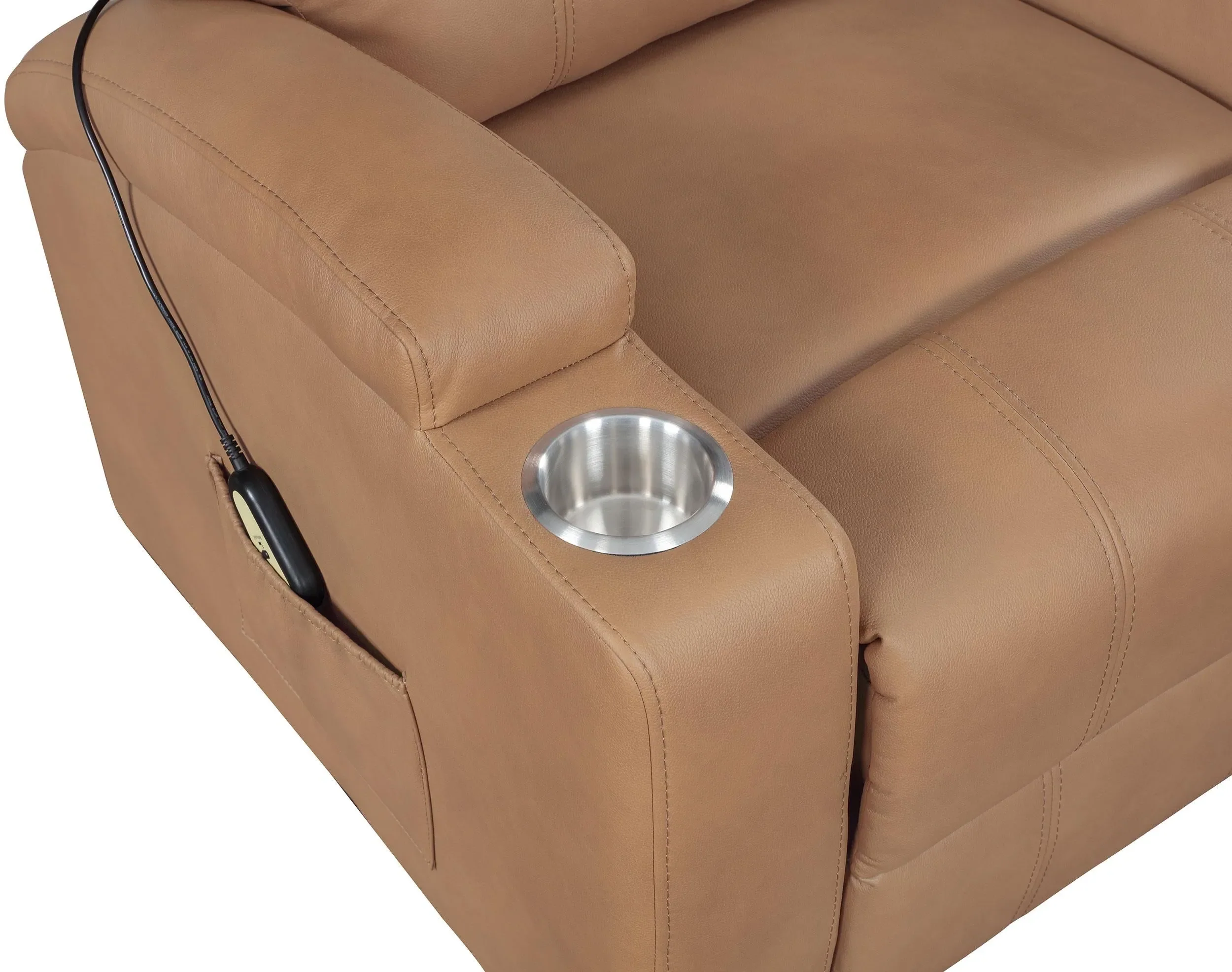 Armstrong Camel Upholstered Power Lift Massage Recliner - Image 11