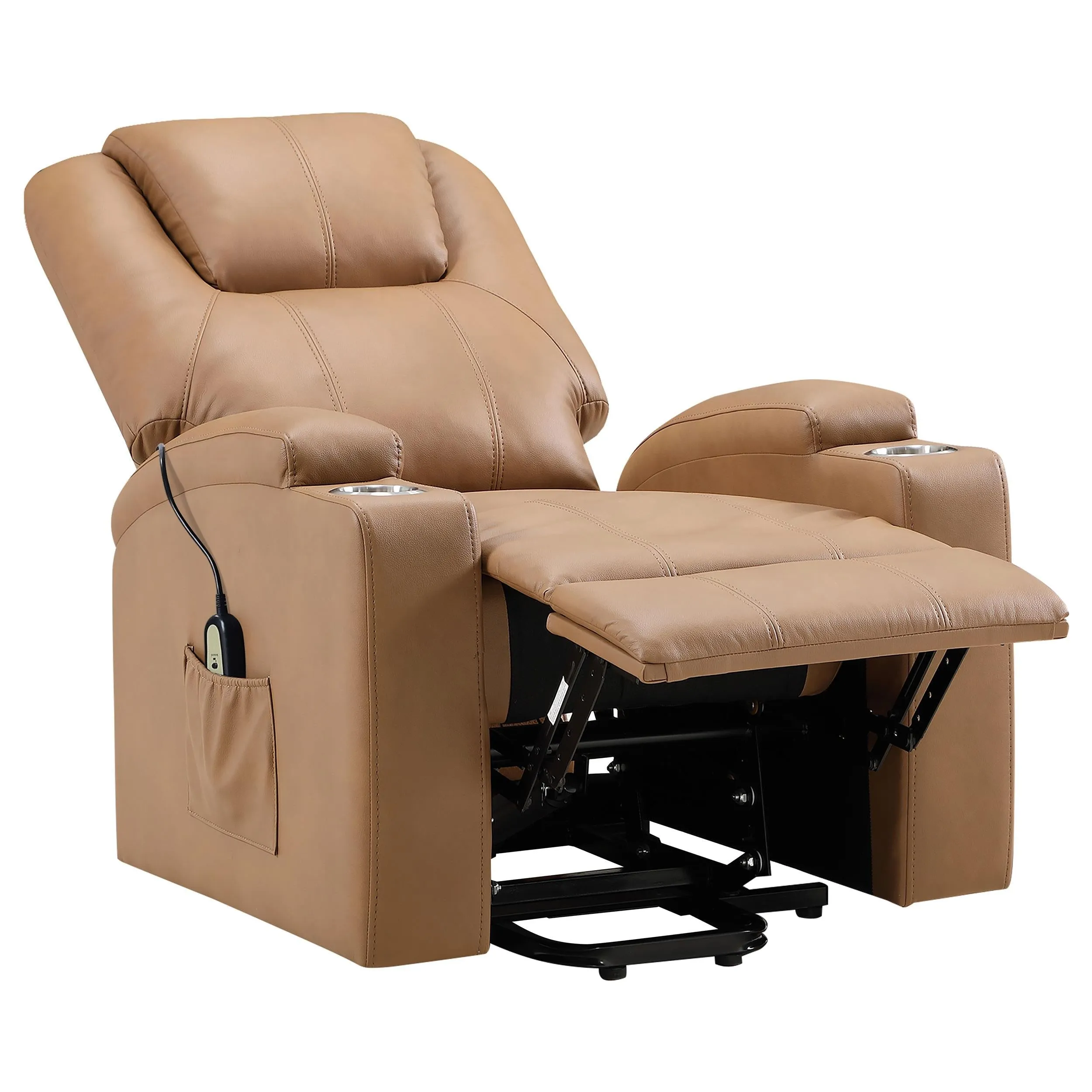 Armstrong Camel Upholstered Power Lift Massage Recliner - Image 6