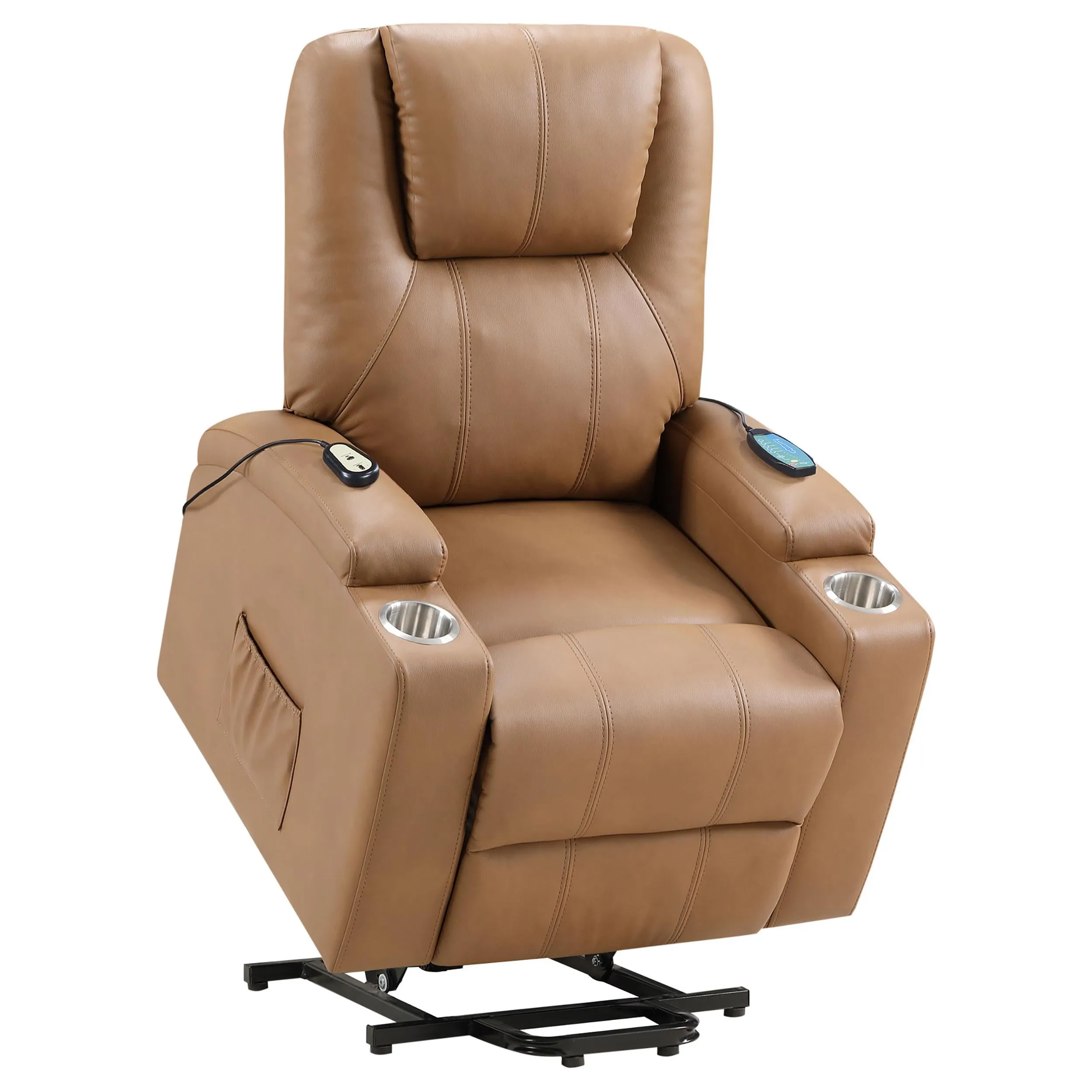 Armstrong Camel Upholstered Power Lift Massage Recliner - Image 8