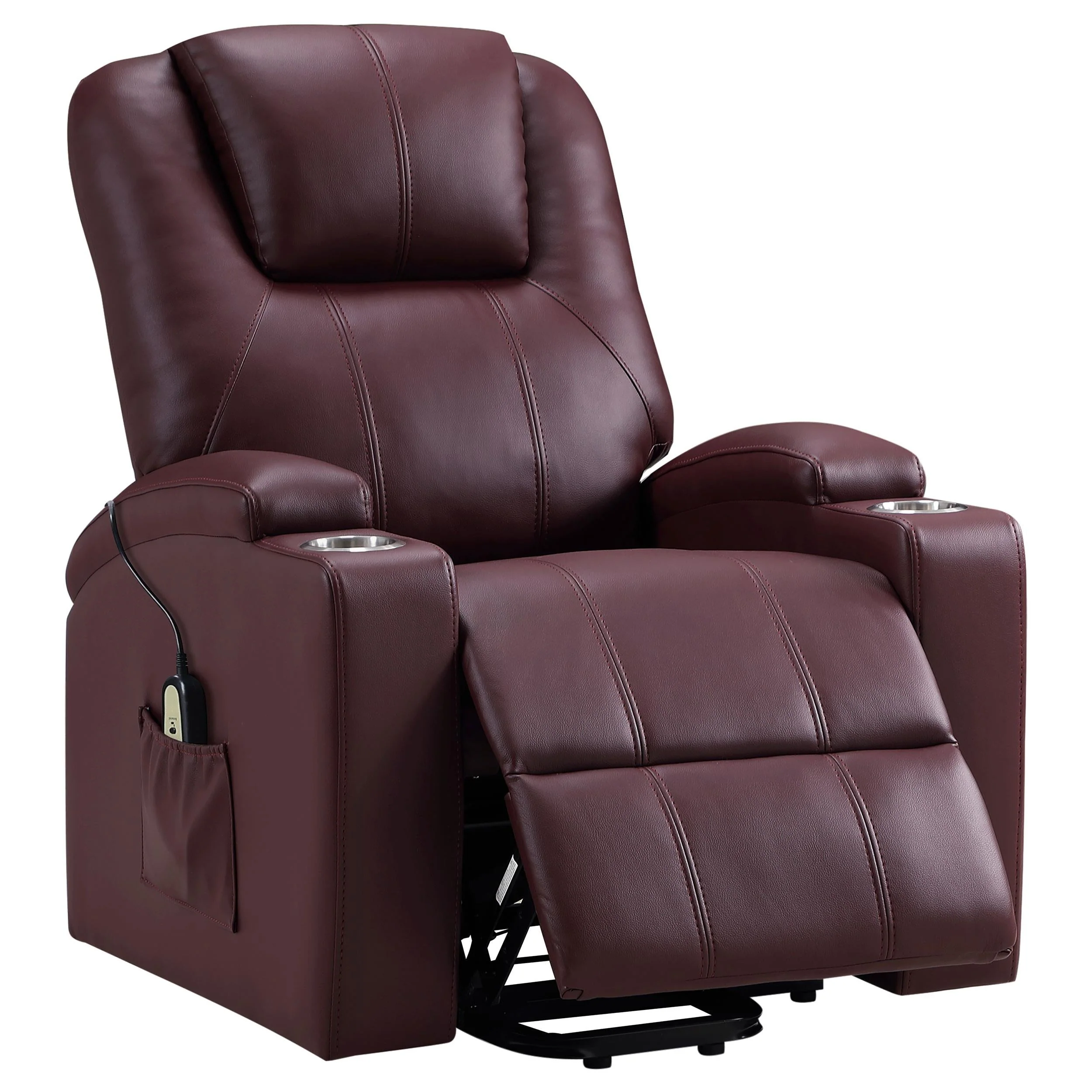 Armstrong Wine Upholstered Power Lift Massage Recliner - Image 6