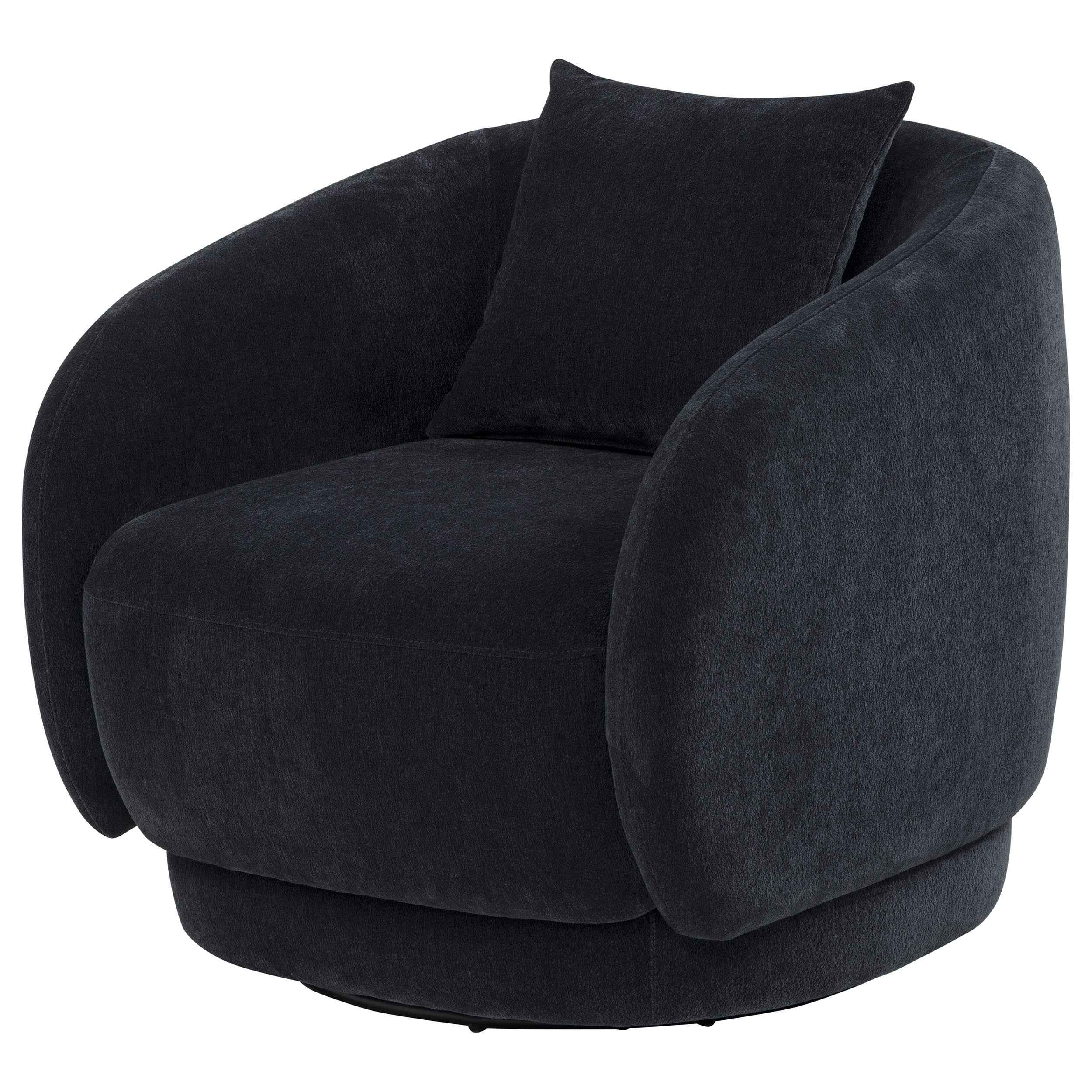 Arnaud Navy Chenille Upholstered Swivel Accent Chair - Image 4