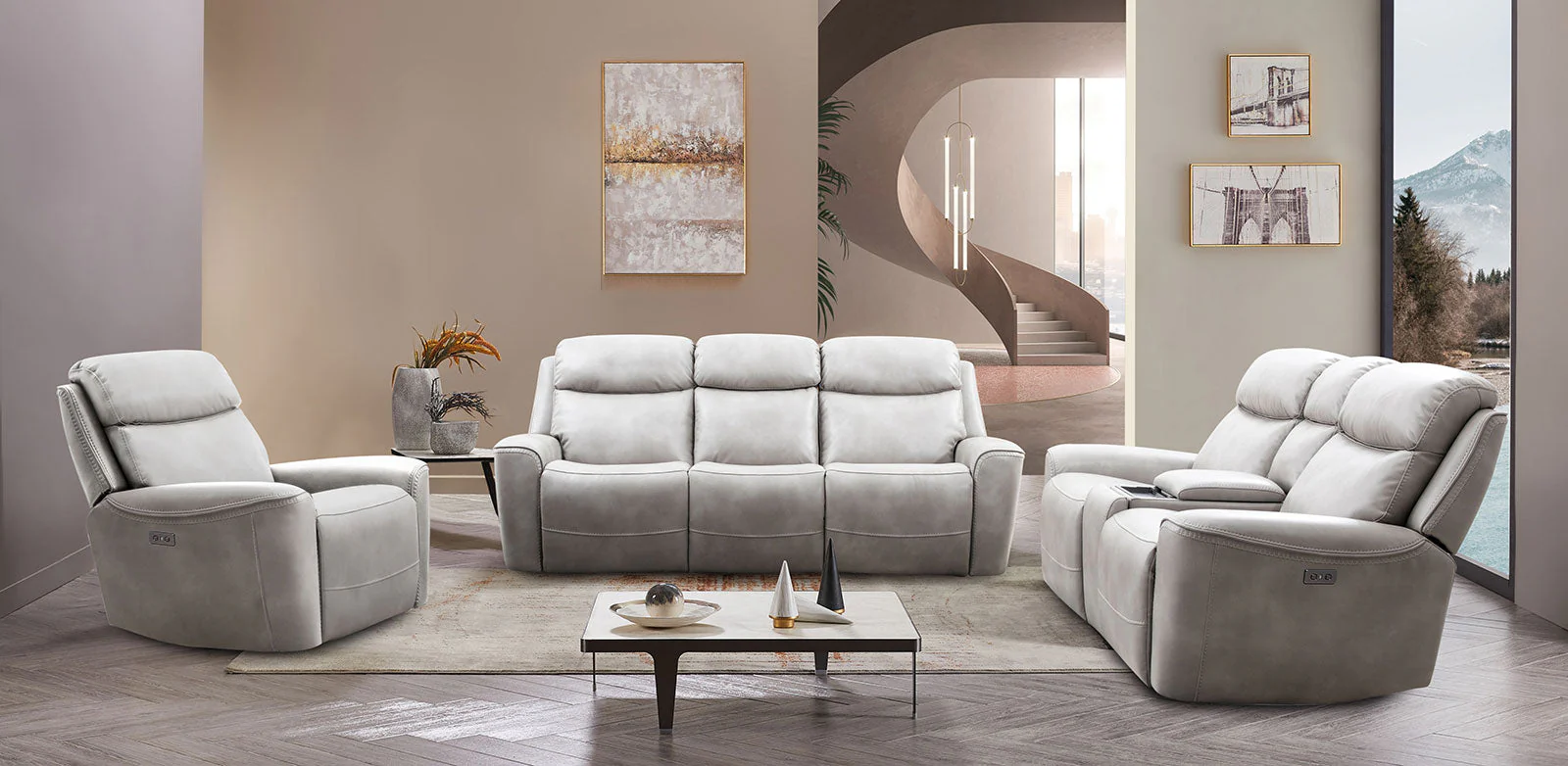 Artemia Light Taupe Power Reclining Sofa & Loveseat - Image 4
