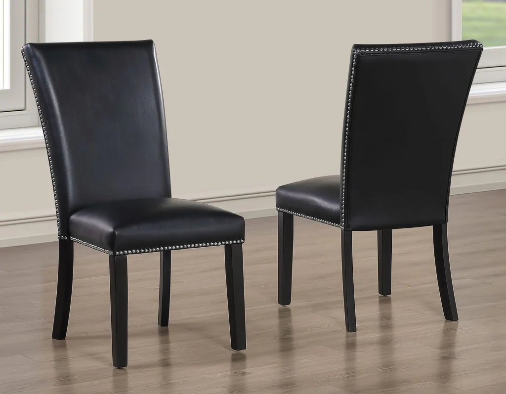 Artemis 5-Piece 70″ Rect Gray Marble Table, Black Finish w/4 Black Vegan Leather Chairs - Image 7