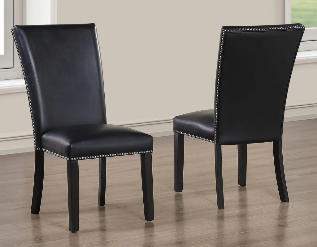 Artemis 5-Piece 70″ Rect Gray Marble Table, Black Finish w/4 Black Vegan Leather Chairs - Image 8