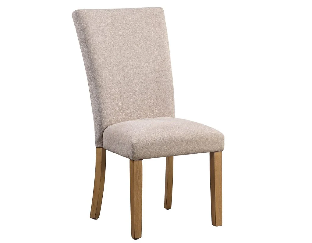 Artemis 5 Piece 70″ Rect White Marble Table, Tan Finish w/4 Beige Chenille Chairs - Image 13