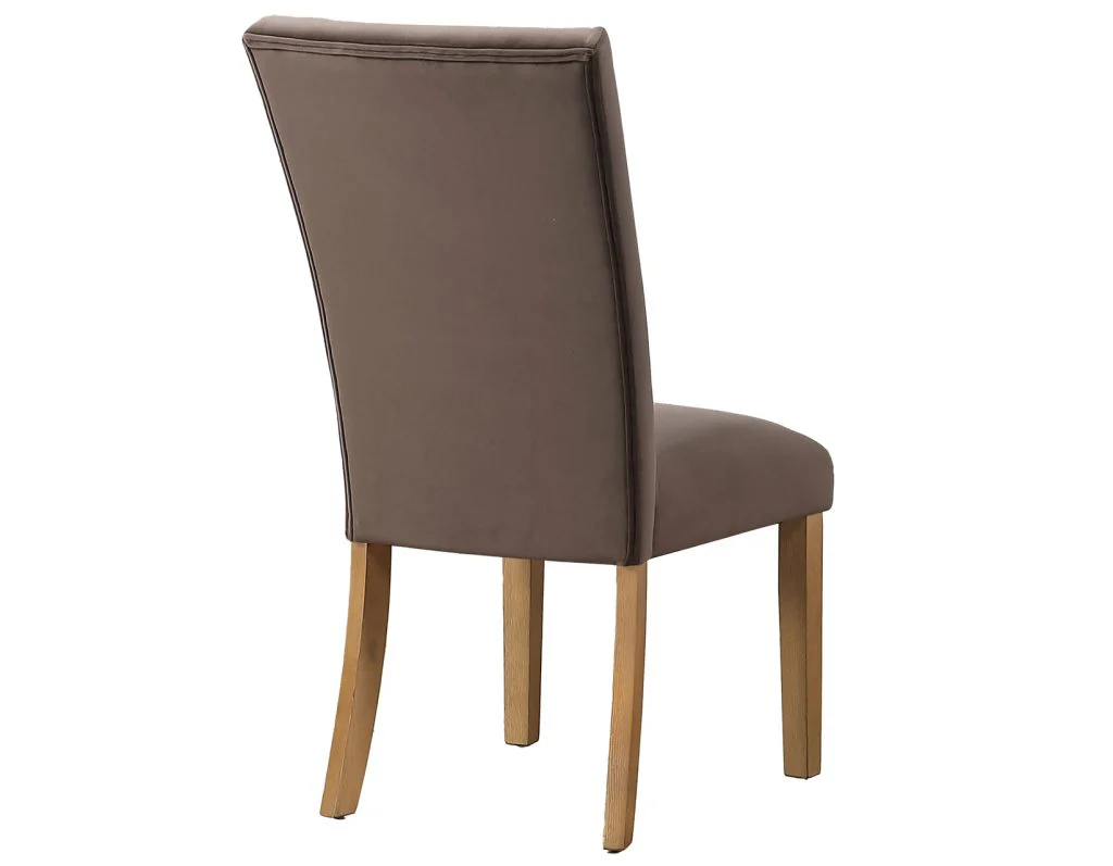 Artemis 70″ Rect White Marble Table, Tan Finish with 4 Brown Velvet Chairs - Image 11