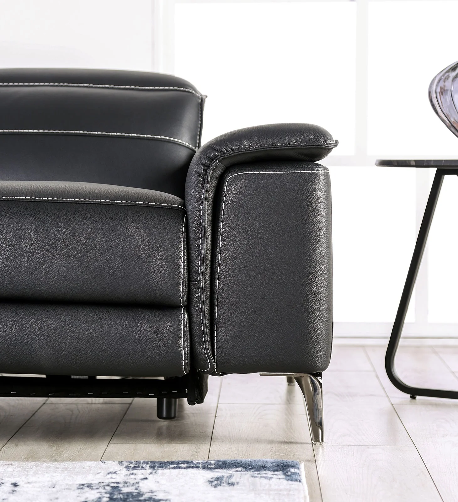 Ascona Black Leatherette Power Reclining Sofa & Loveseat - Image 10
