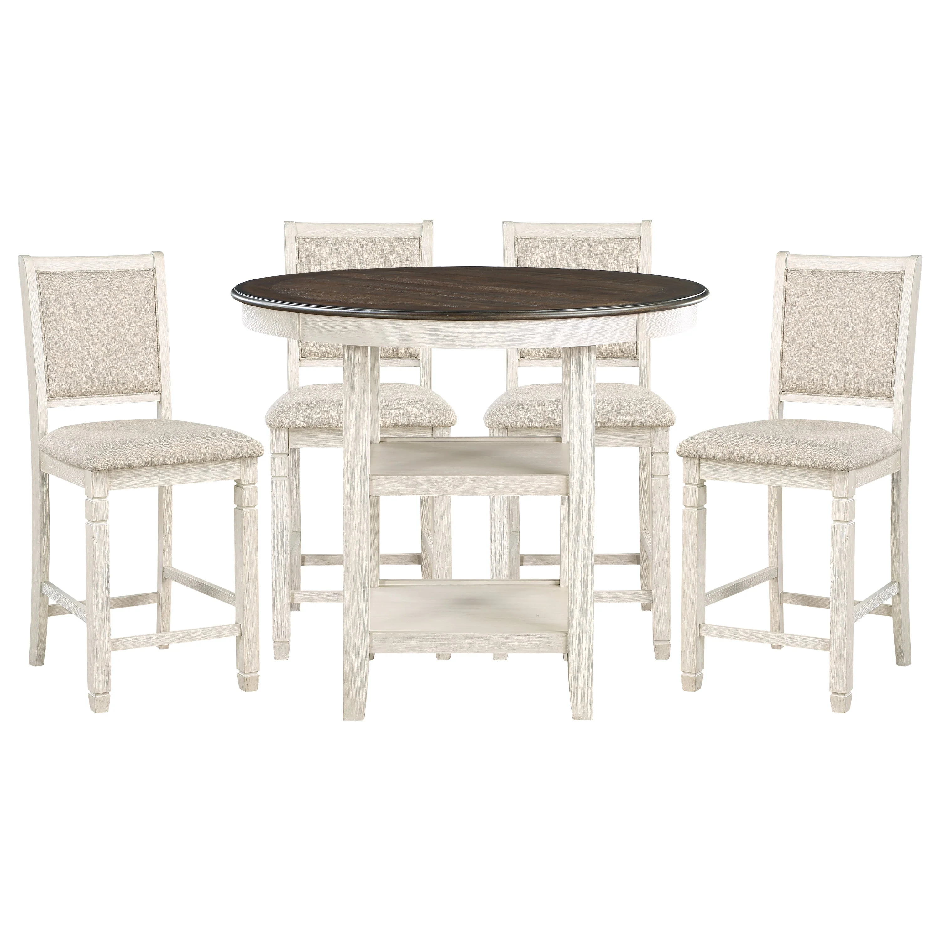 Asher Antique White/Brown Counter Height Set - Image 2