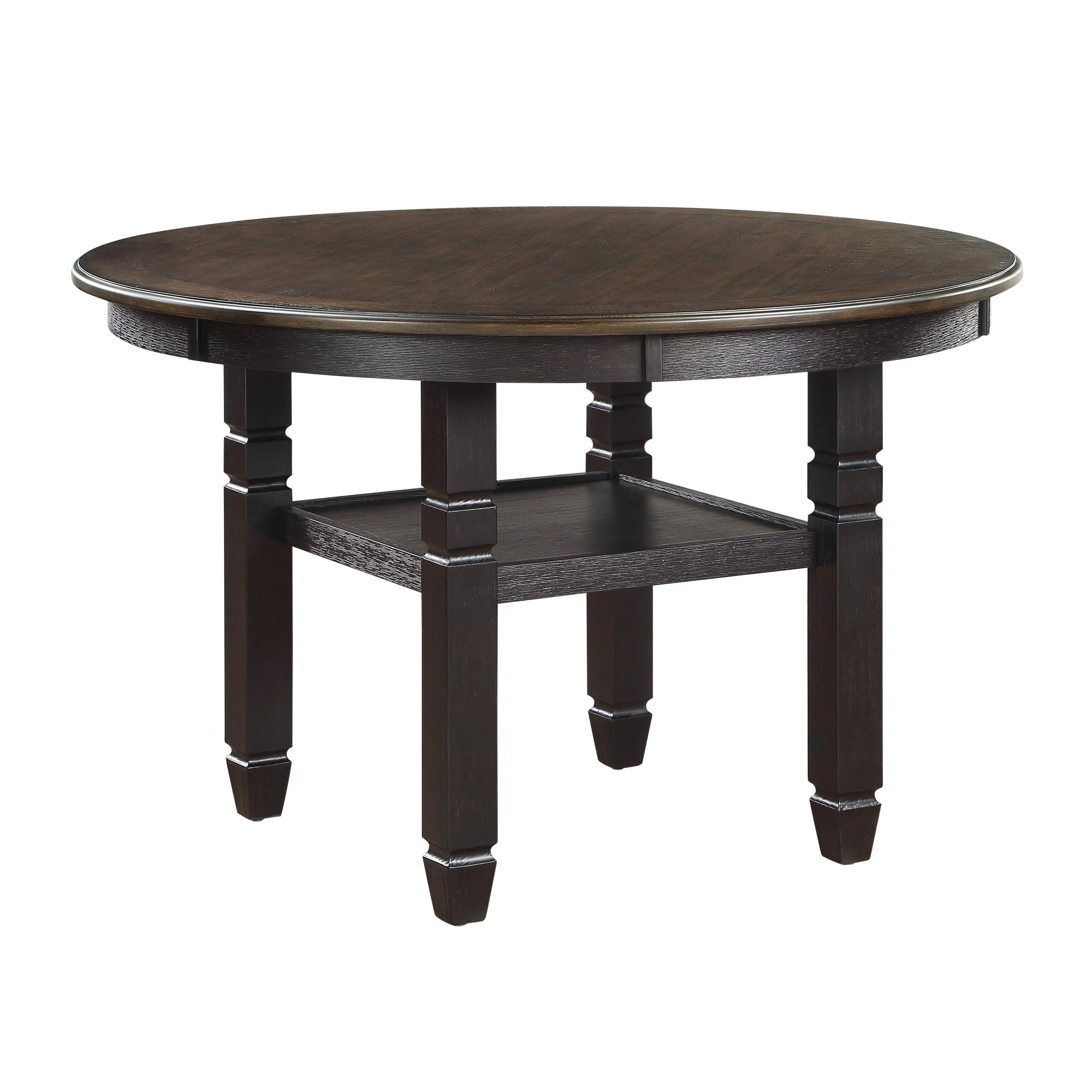 Asher Black/Brown Round 5-Piece Dining Room Set - Image 3