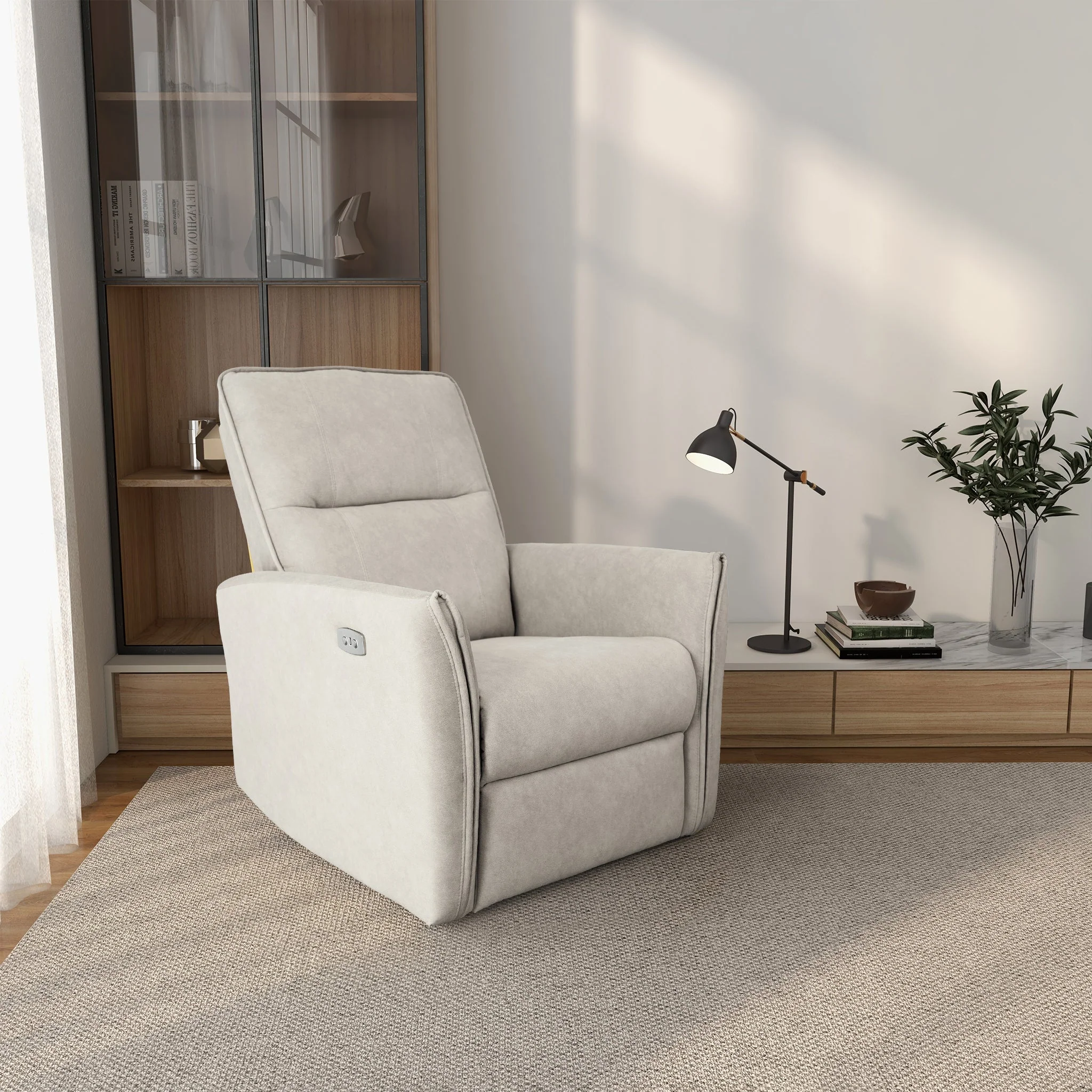 Asheville Cream Suede Recliner Chair - Image 2