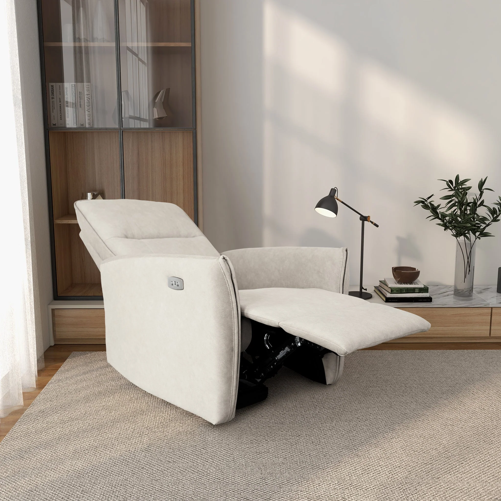 Asheville Cream Suede Recliner Chair - Image 3