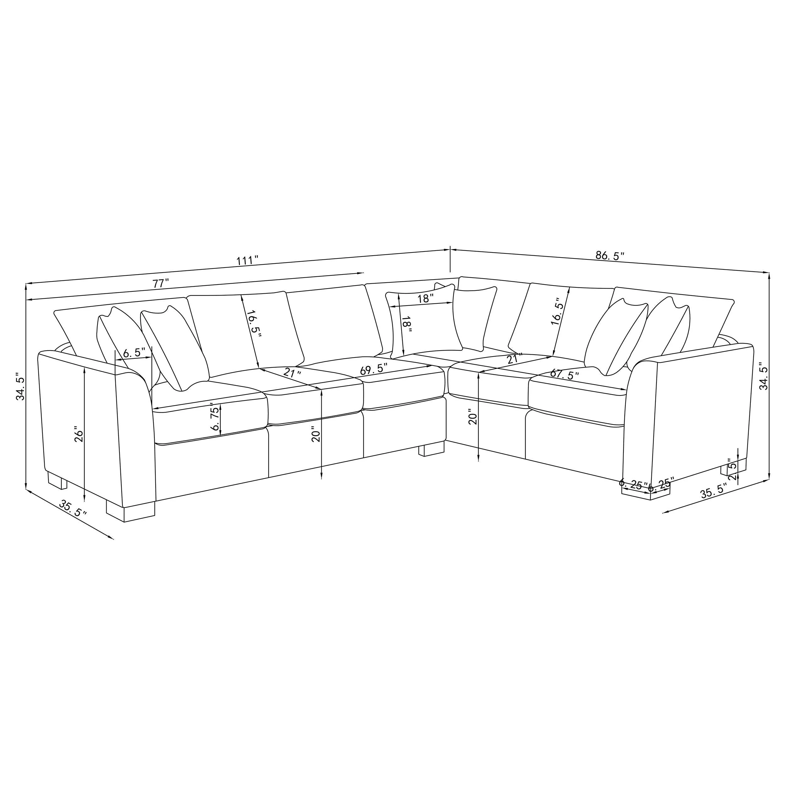 Ashford Greige Chenille Upholstered Sleeper Sectional Sofa - Image 18