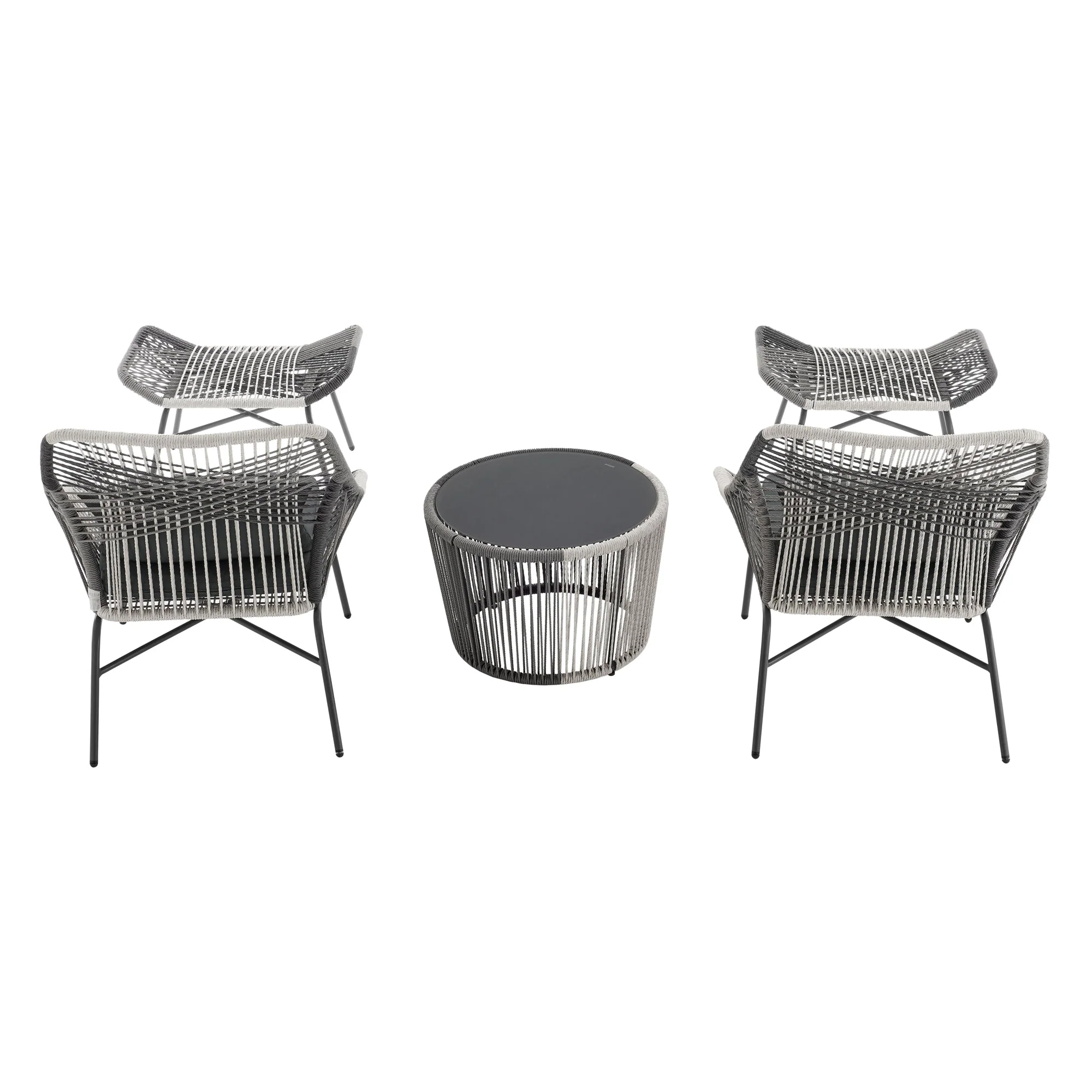 Ashland 3-Piece Patio Conversation Set with Foot Ottomans in Grey - Image 9