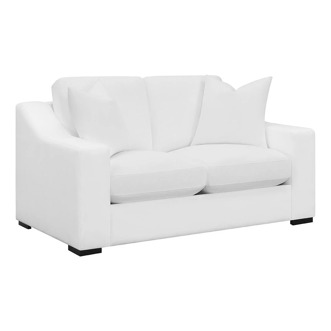 Ashlyn White Upholstered Sloped Arms Loveseat - Image 3