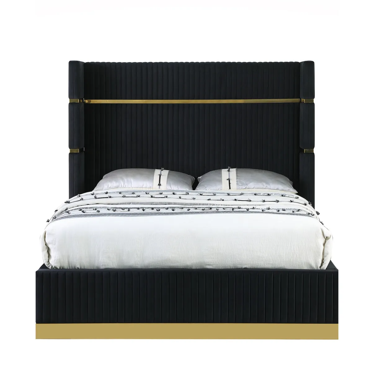Aspen Black Velvet King Platform Bed - Image 3