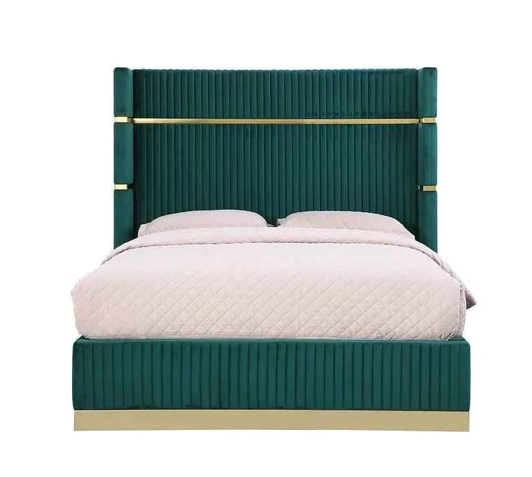 Aspen Green Velvet Queen Platform Bed - Image 3