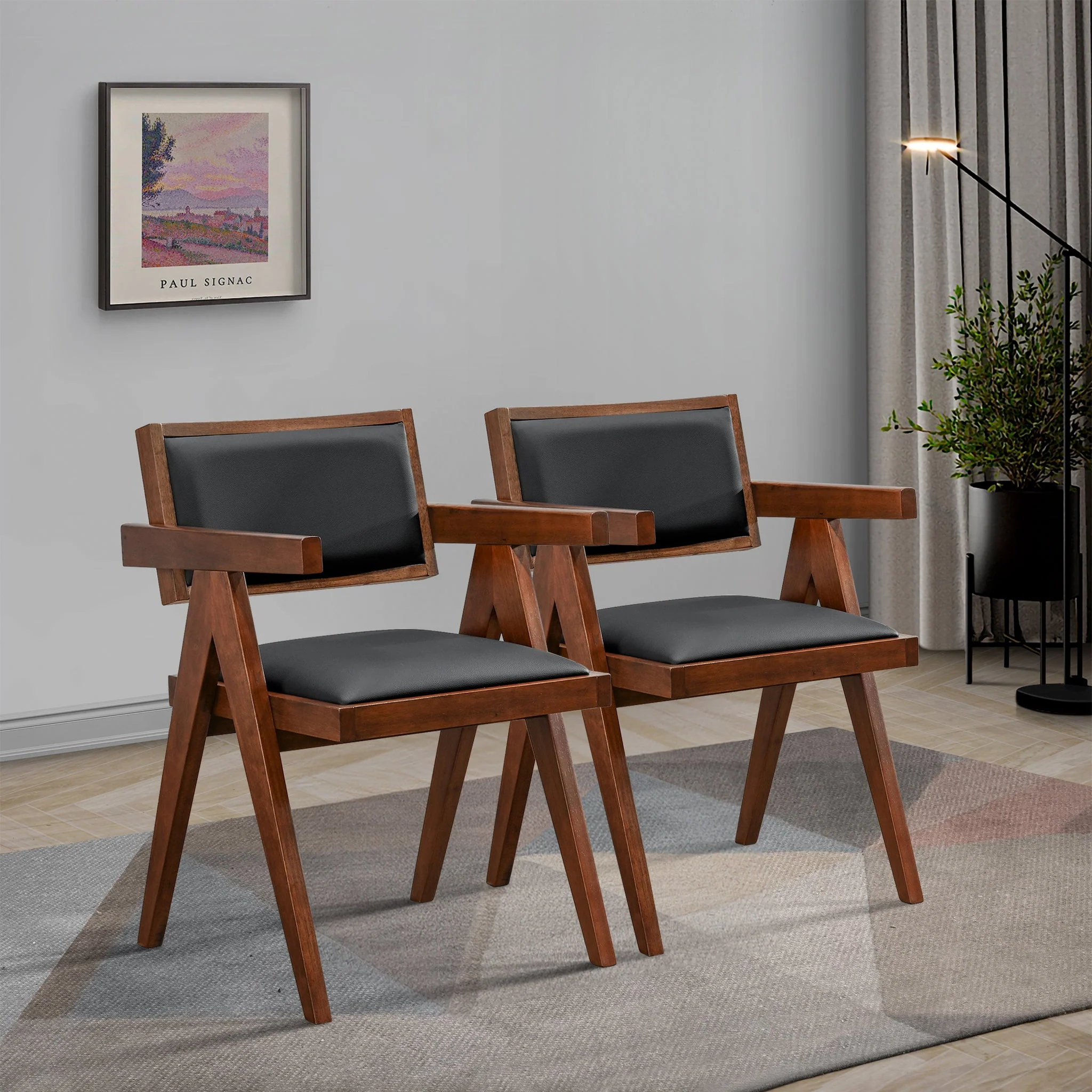 Athena Black Vegan Leather Dining Chair (Set Of 2) - Image 2