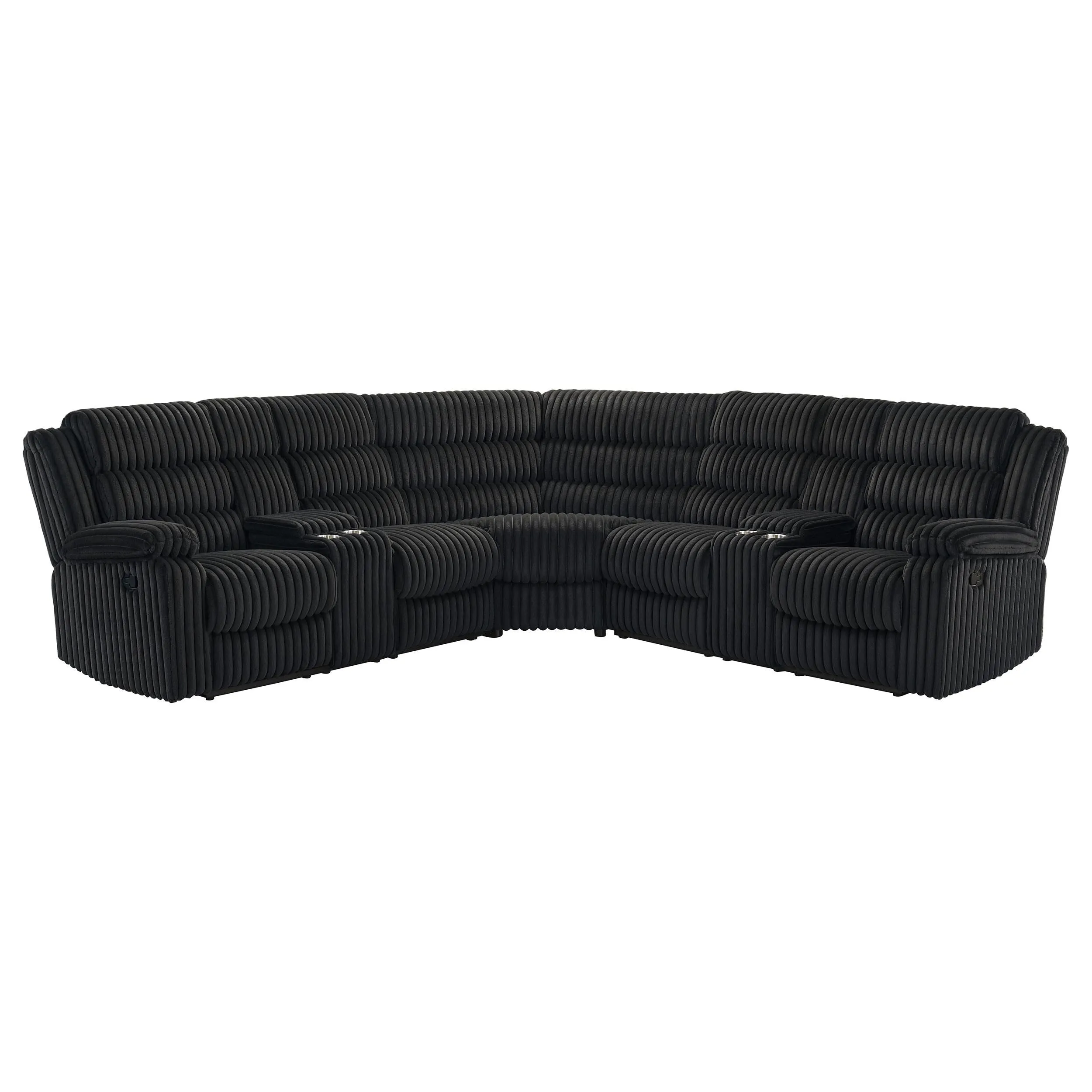 Atkinson Black Upholstered Reclining Sectional Sofa - Image 4